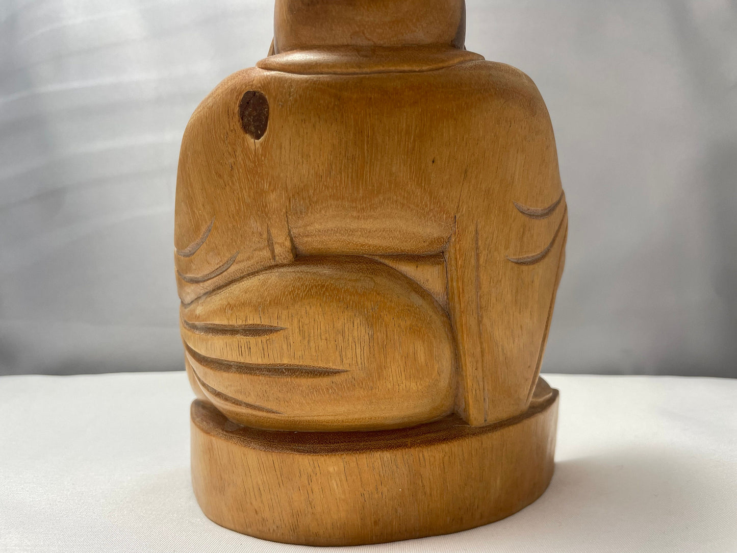 Bali Buddha Statue made of Coconut Wood - Vintage Carving - Smiling Happy Buddha Figurine - Made in Bali