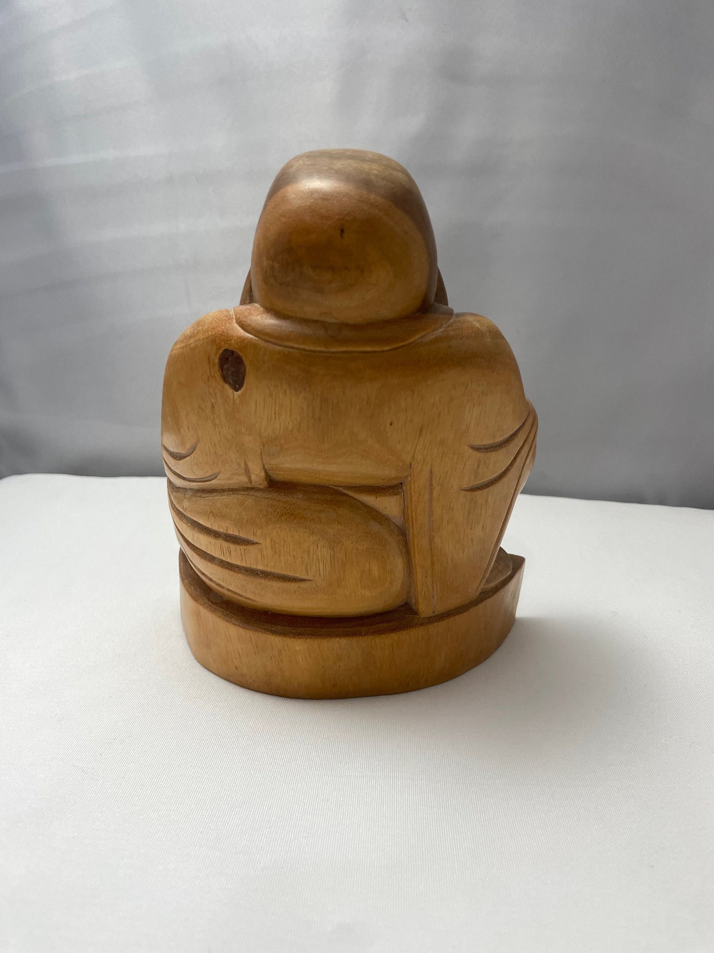 Bali Buddha Statue made of Coconut Wood - Vintage Carving - Smiling Happy Buddha Figurine - Made in Bali