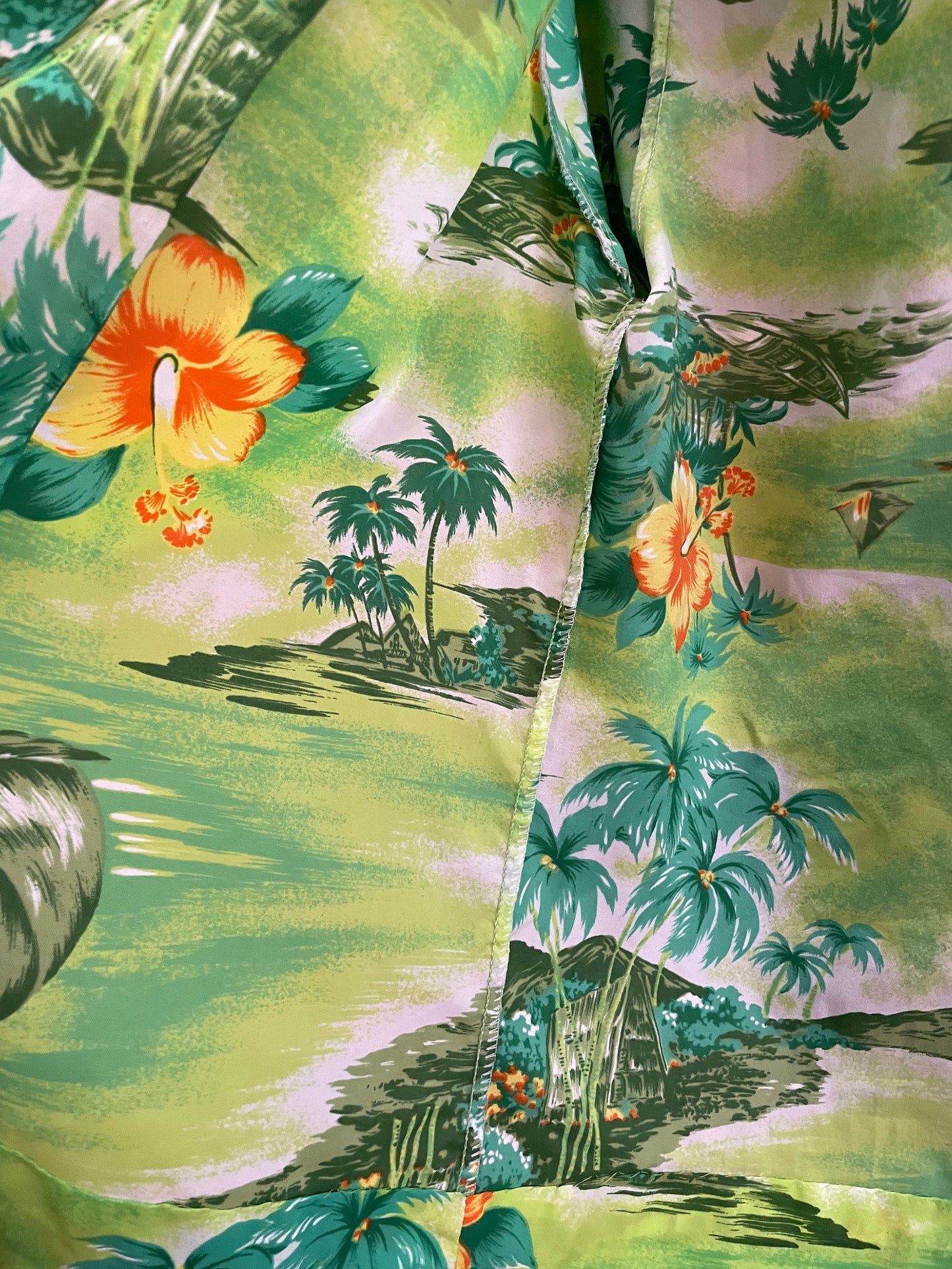 Vintage Pomare Tahiti Hawaiian Shirt Bright Colorful Hibiscus Print