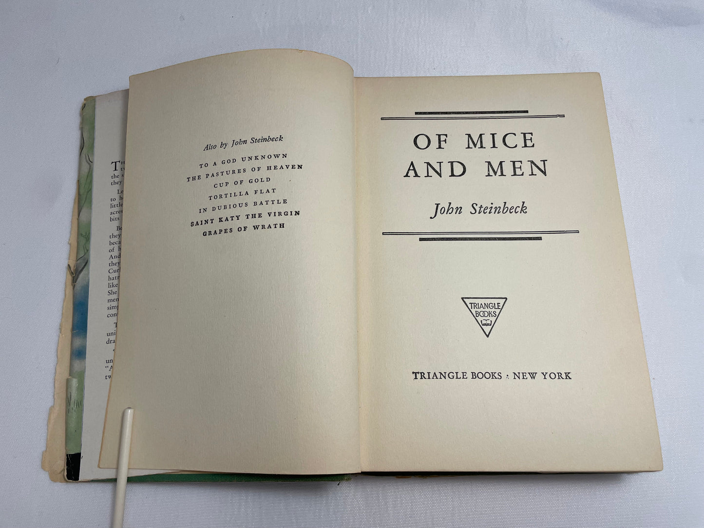 1937 Edition Of Mice and Men a Novel by John Steinbeck, Hardcover, Rare Collectible Antique Books