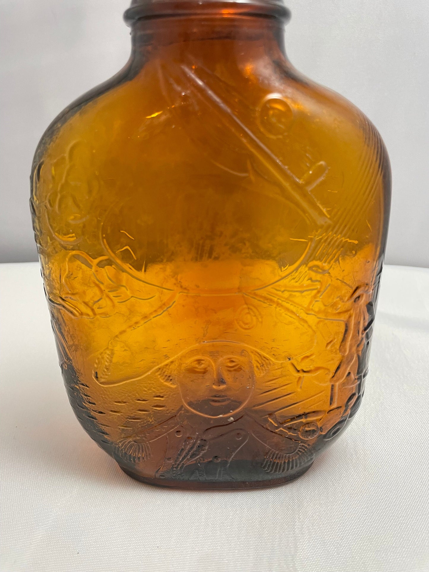 Vintage Brown Glass Bottle, Decanter, Collectible Glass