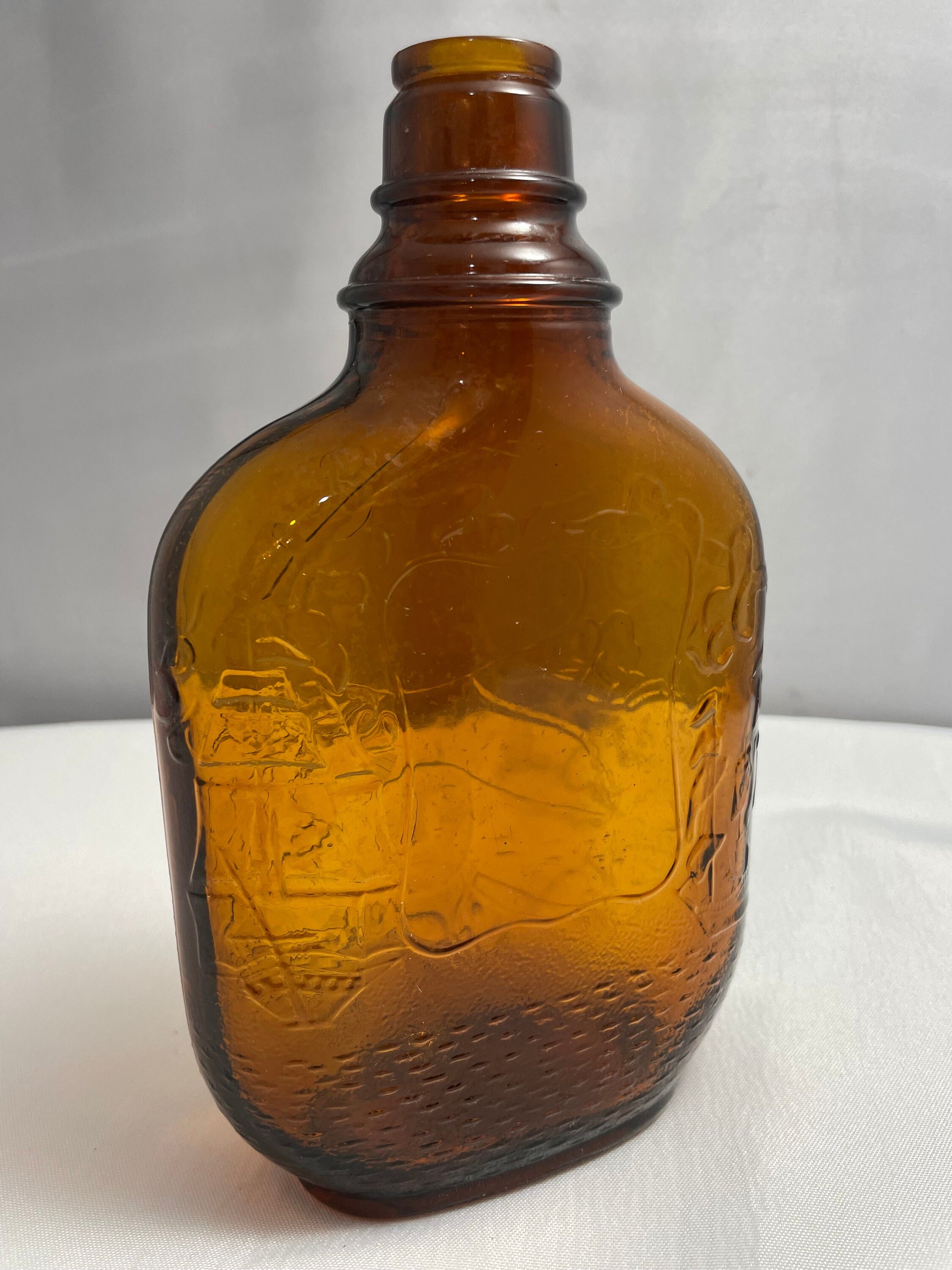 Vintage Brown Glass Bottle, Decanter, Collectible Glass