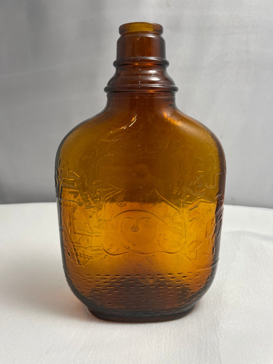 Vintage Brown Glass Bottle, Decanter, Collectible Glass