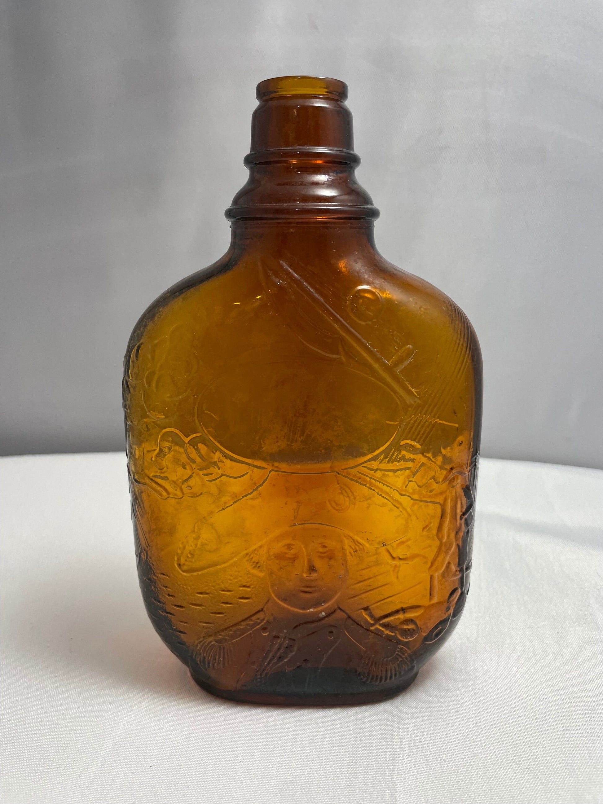 Vintage Brown Glass Bottle, Decanter, Collectible Glass