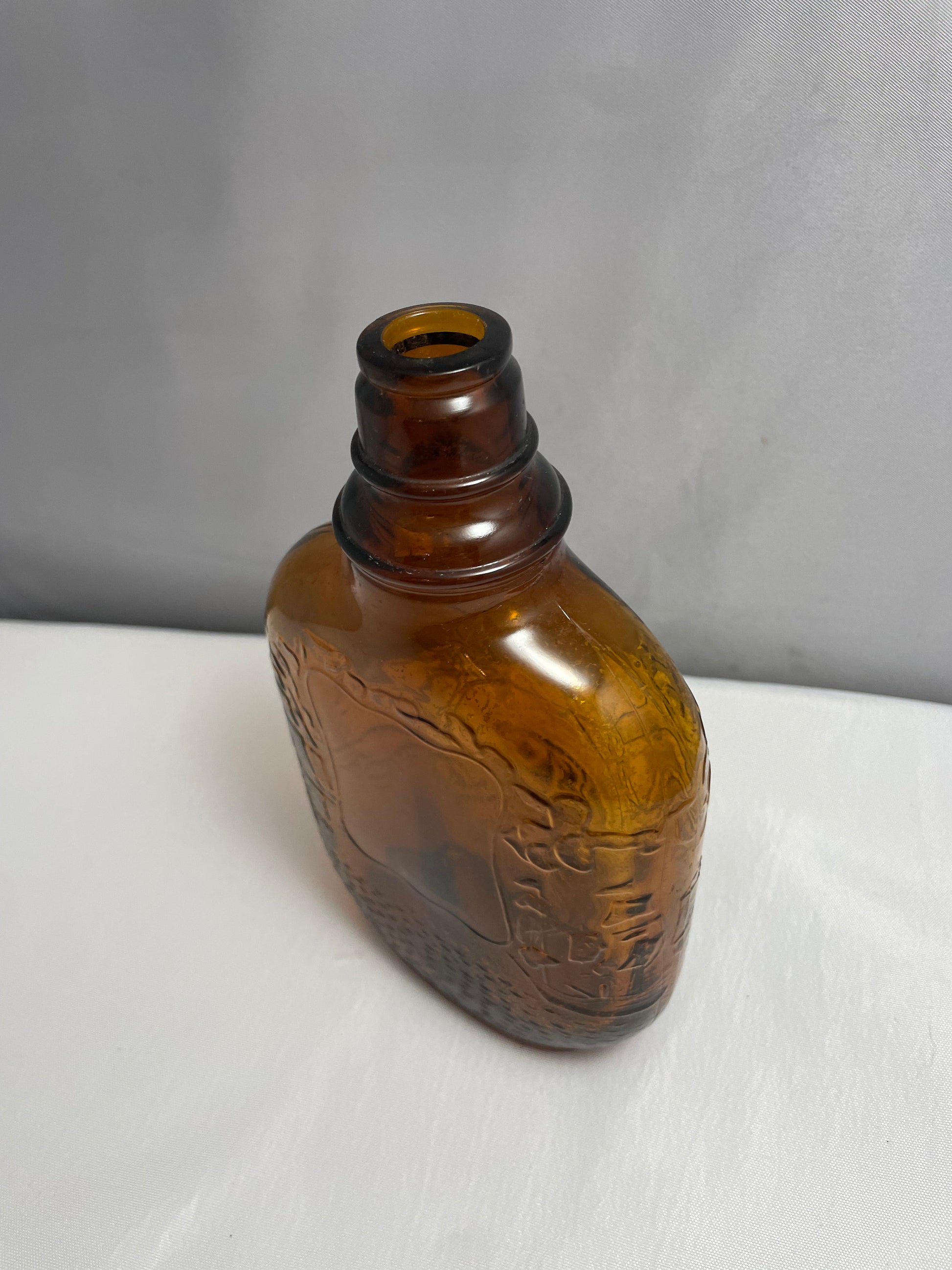 Vintage Brown Glass Bottle, Decanter, Collectible Glass