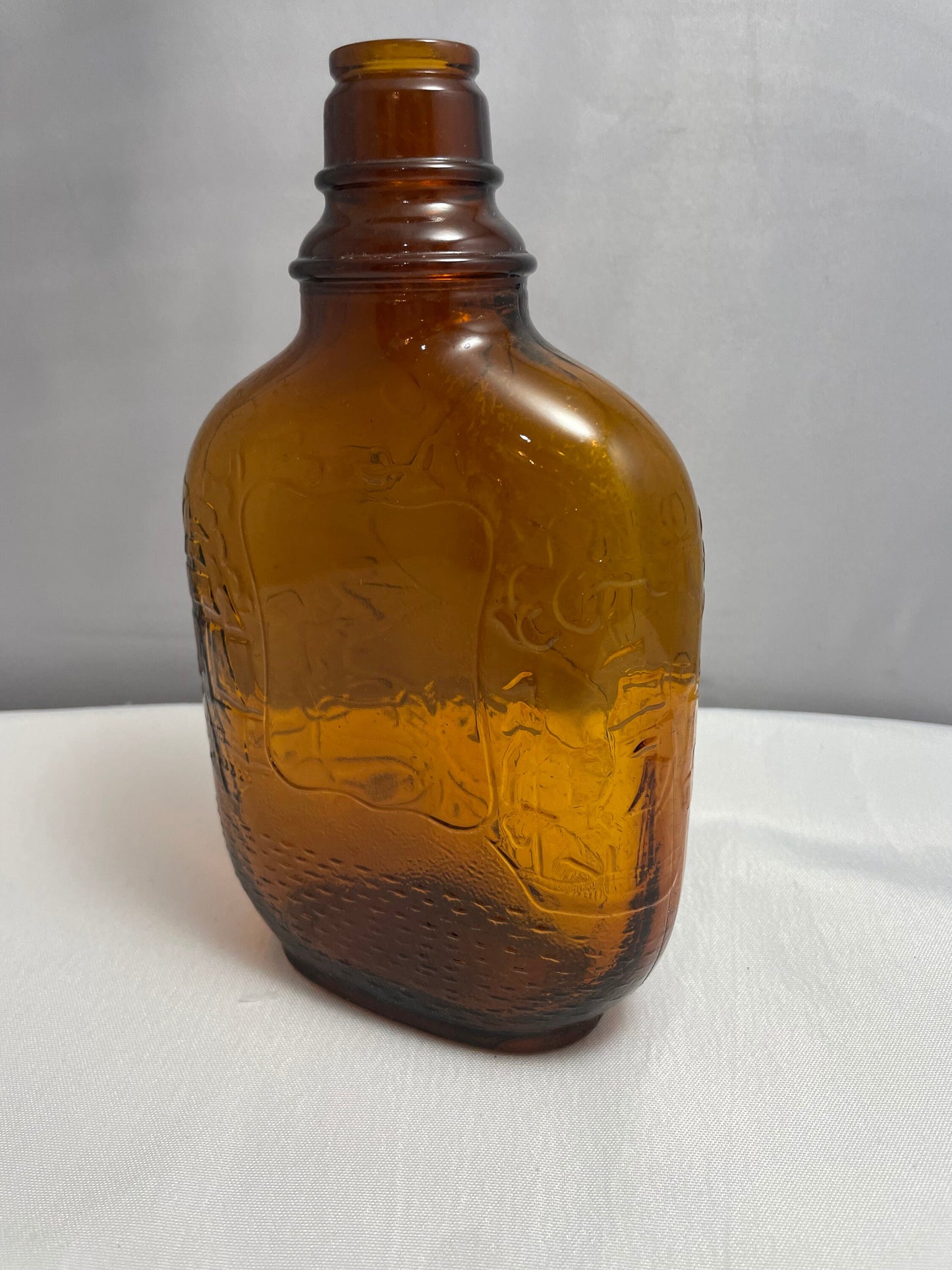 Vintage Brown Glass Bottle, Decanter, Collectible Glass