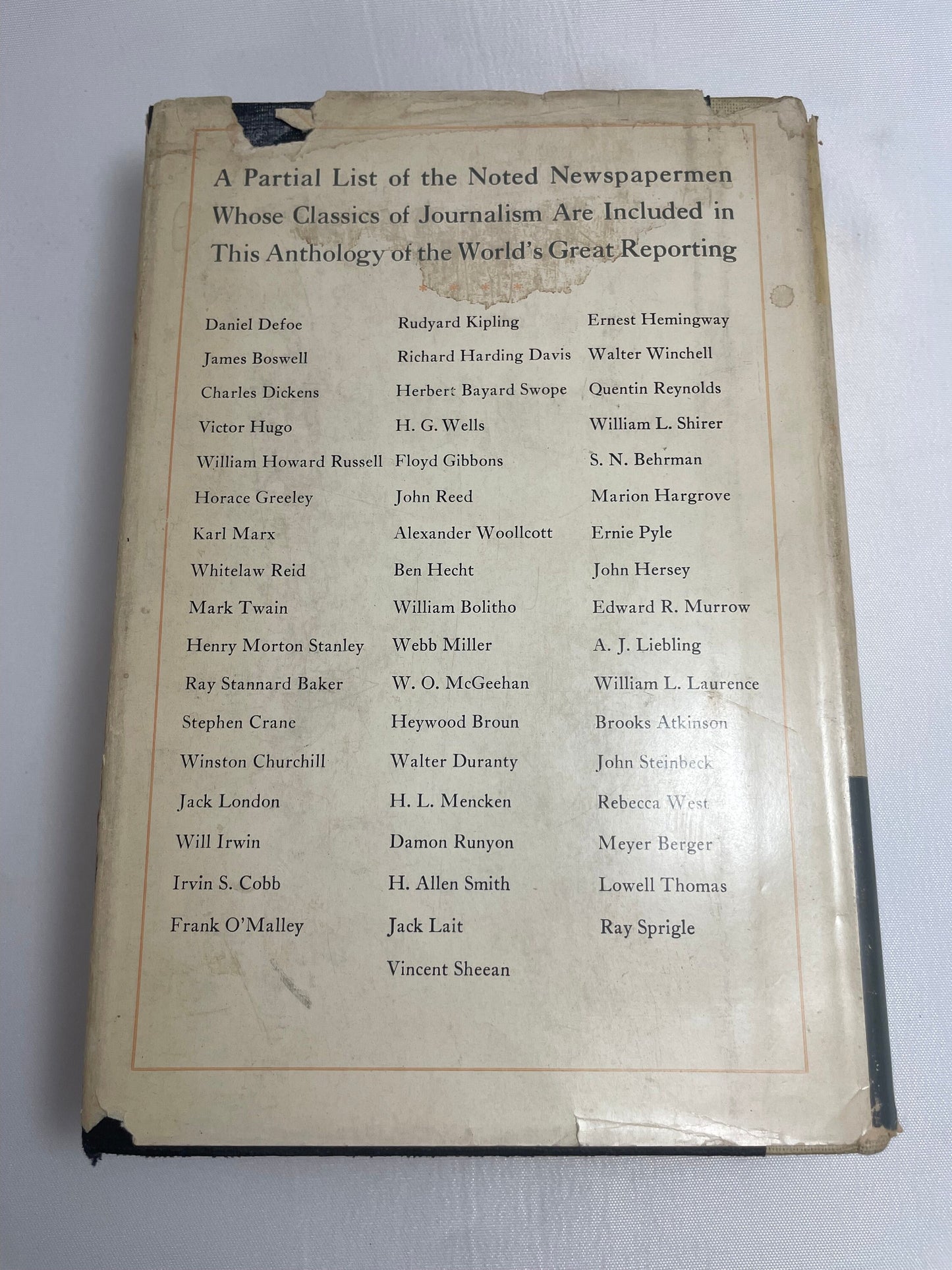 FIRST EDITION 1949- A Treasury Of Great Reporting "Literature under Pressure" from the Sixteenth Century to Our Own Time - Hardcover