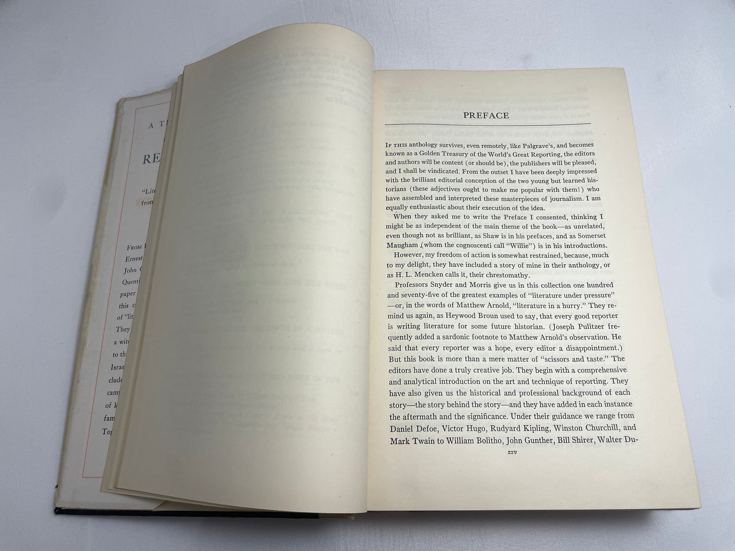 FIRST EDITION 1949- A Treasury Of Great Reporting "Literature under Pressure" from the Sixteenth Century to Our Own Time - Hardcover