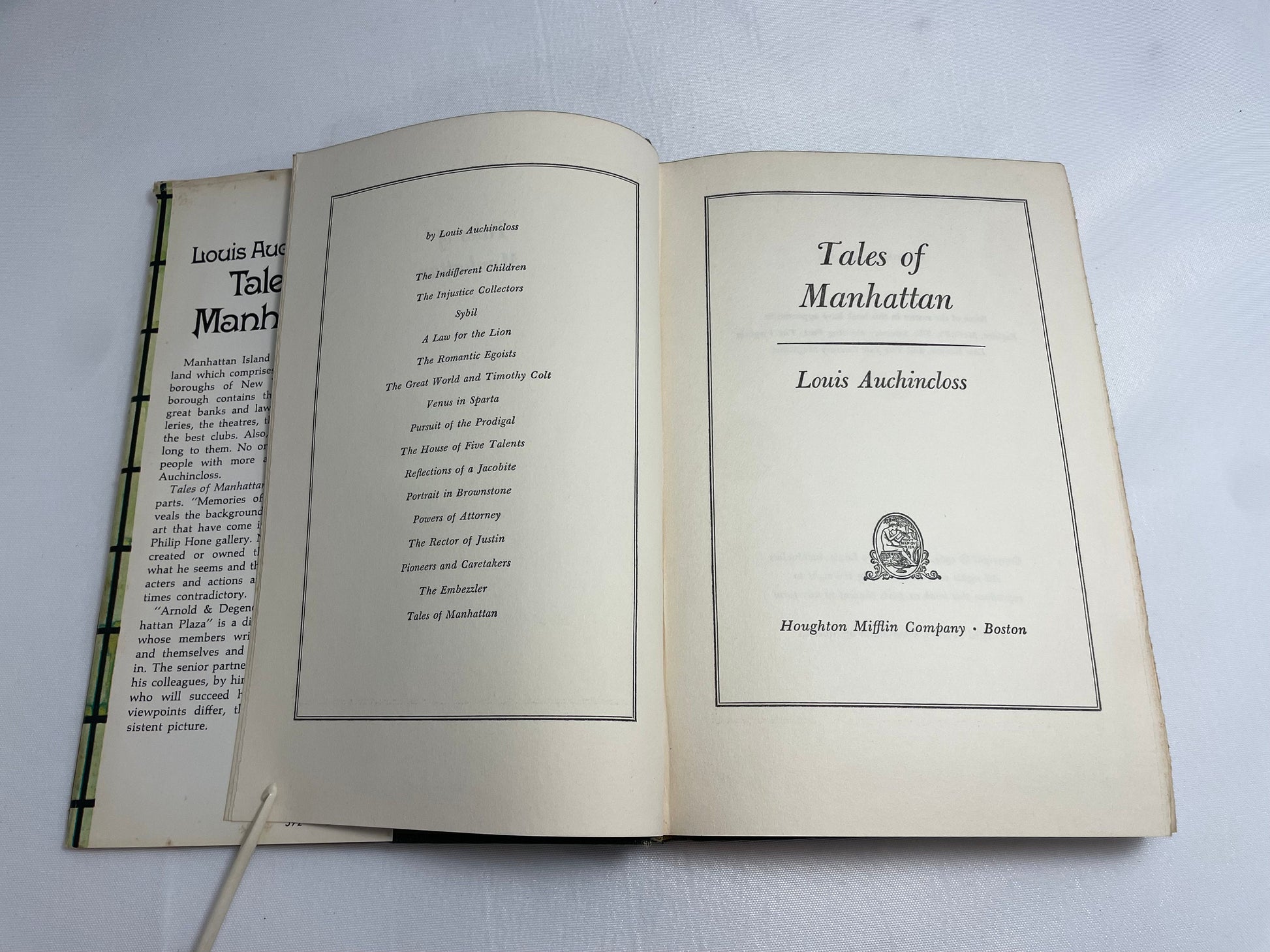 Tales of Manhattan by Louis Auchincloss - 1967 Edition - Vintage Book - Hardcover with Dust Jacket