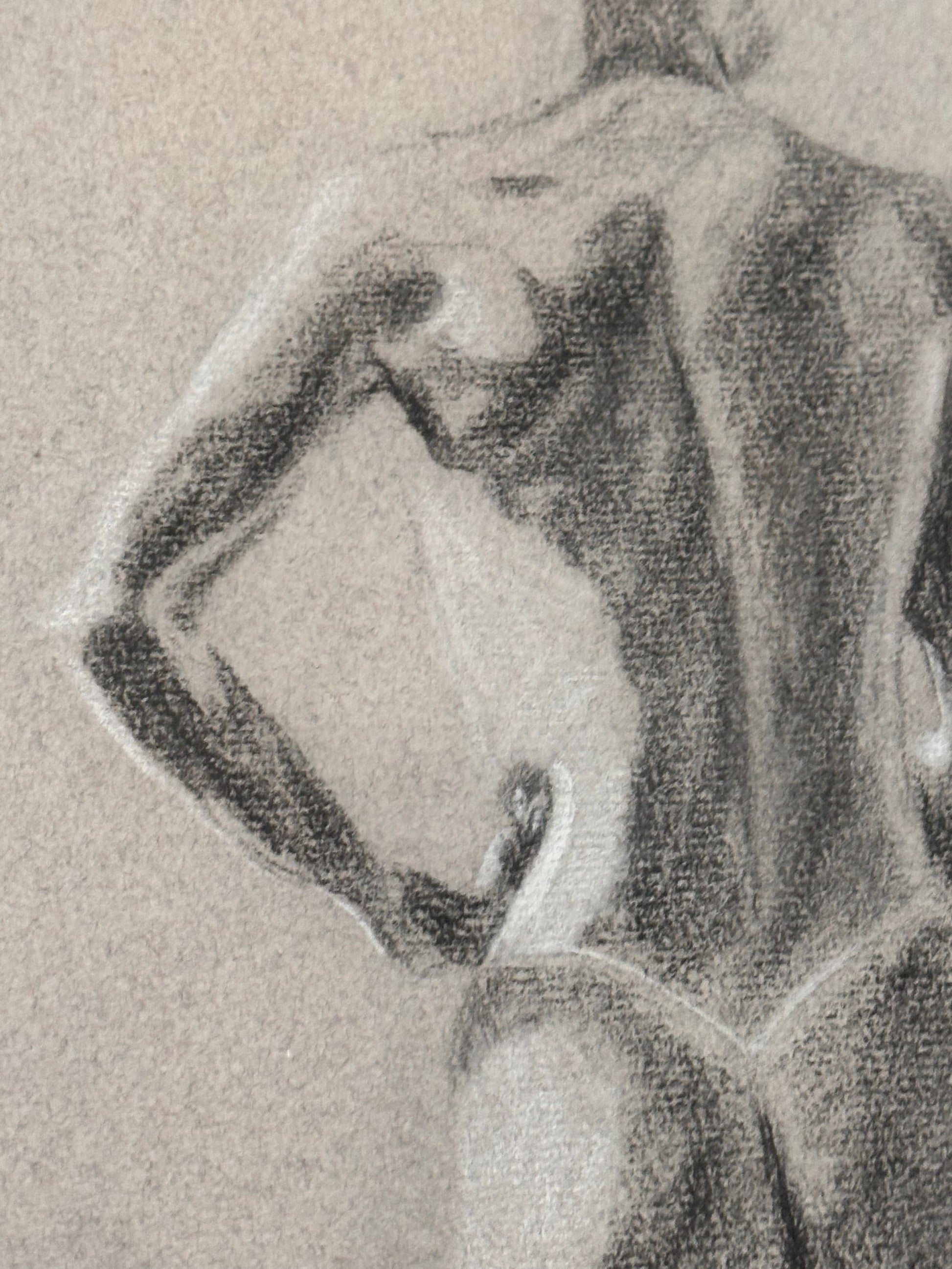 Male Nude Back Sketch by Ginger Kane, Charcoal Artwork, Figure Drawing, Wall Art Decor, Nude Male Portrait