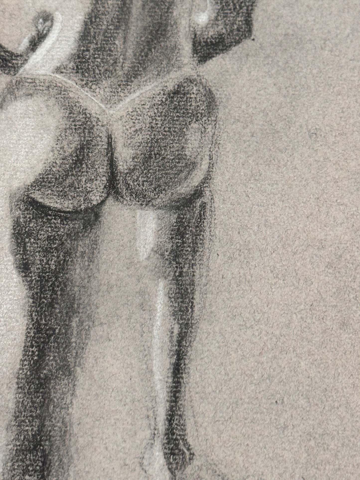 Male Nude Back Sketch by Ginger Kane, Charcoal Artwork, Figure Drawing, Wall Art Decor, Nude Male Portrait