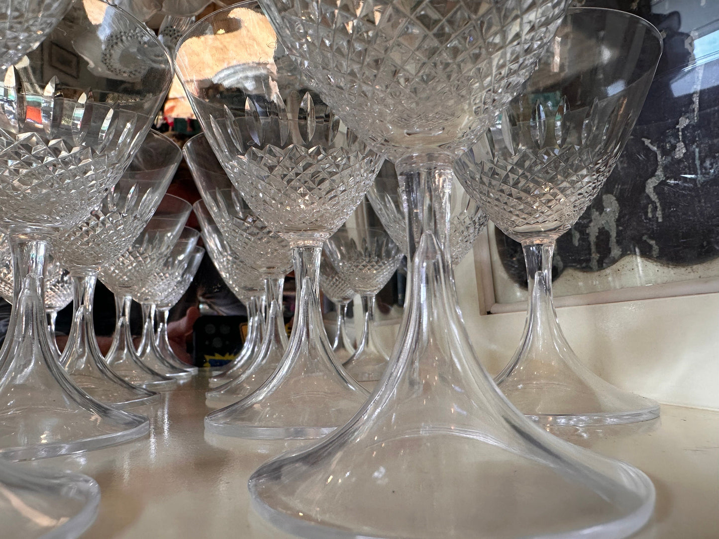 Signed Lalique Crystal Chinon Wine Glasses, Set of 12, Fine Dining Glass Set, Collectible Glassware, Luxury Stemware