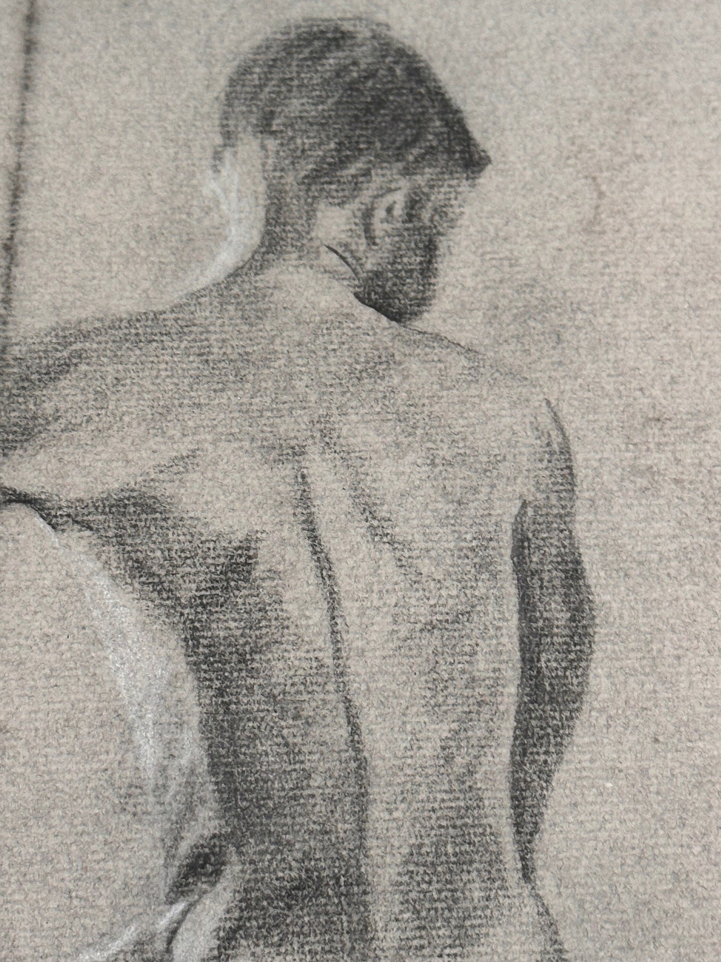 Male Nude Back Sketch by Ginger Kane, Charcoal Artwork, Figure Drawing, Wall Art Decor, Nude Male Portrait