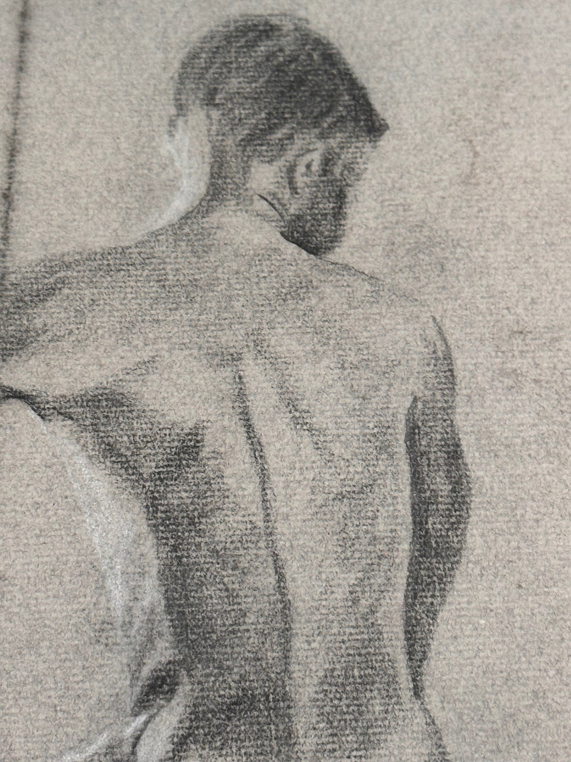 Male Nude Back Sketch by Ginger Kane, Charcoal Artwork, Figure Drawing, Wall Art Decor, Nude Male Portrait