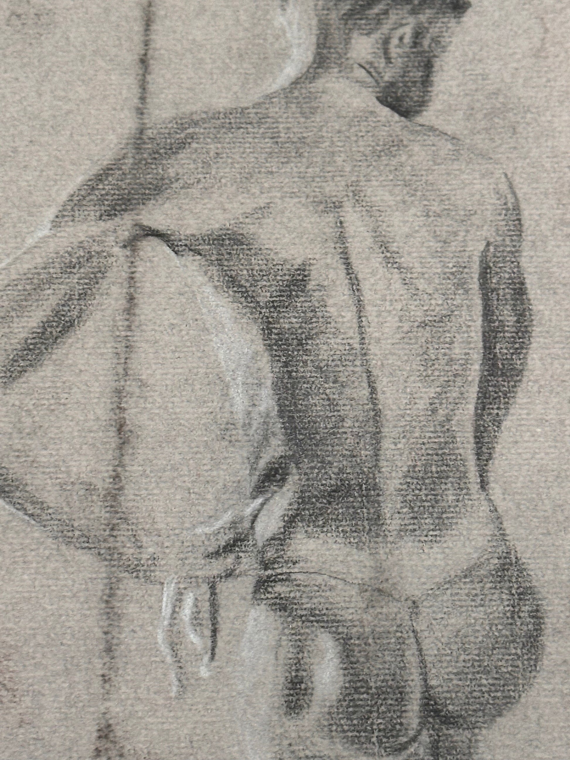 Male Nude Back Sketch by Ginger Kane, Charcoal Artwork, Figure Drawing, Wall Art Decor, Nude Male Portrait