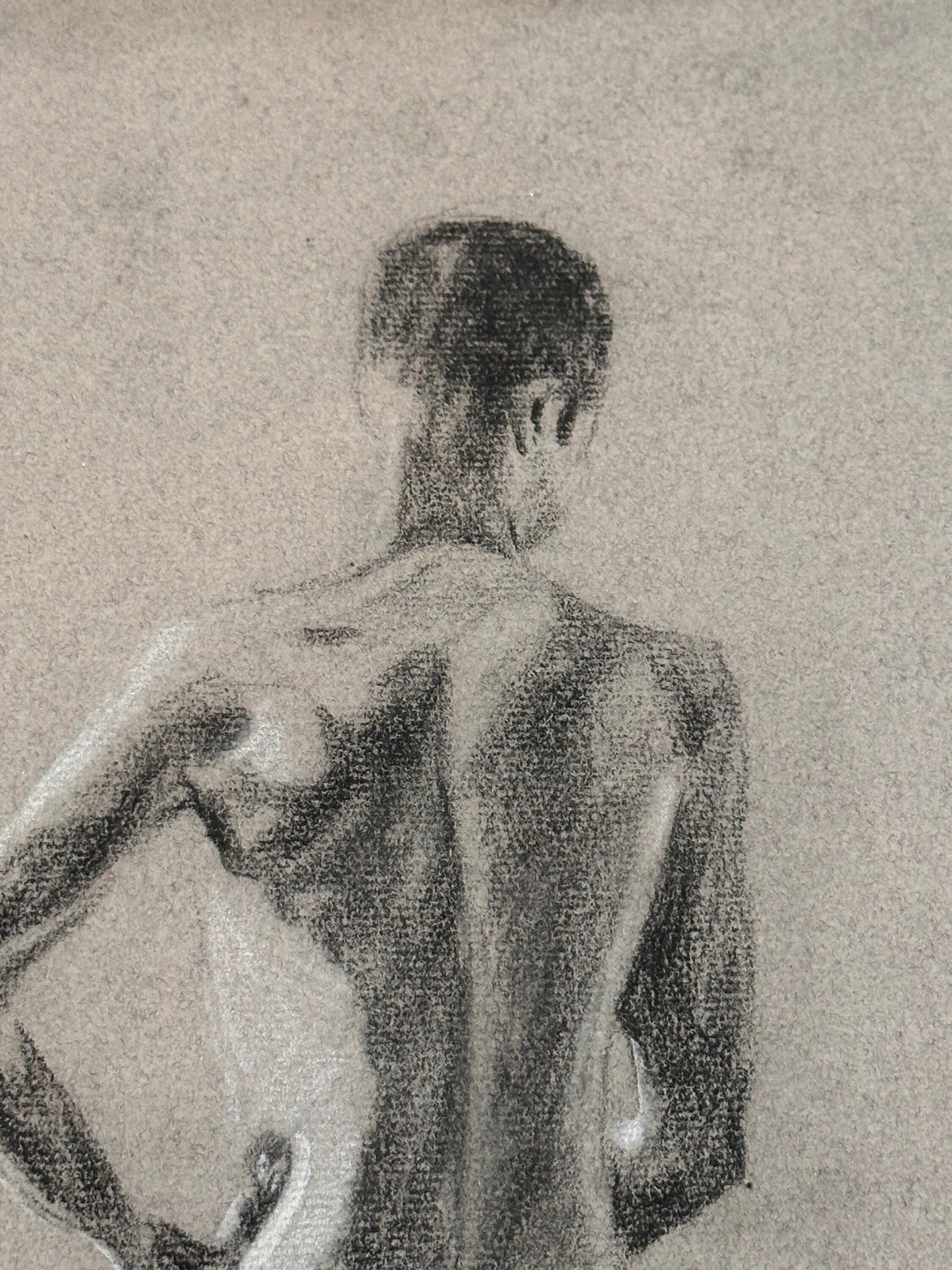 Male Nude Back Sketch by Ginger Kane, Charcoal Artwork, Figure Drawing, Wall Art Decor, Nude Male Portrait