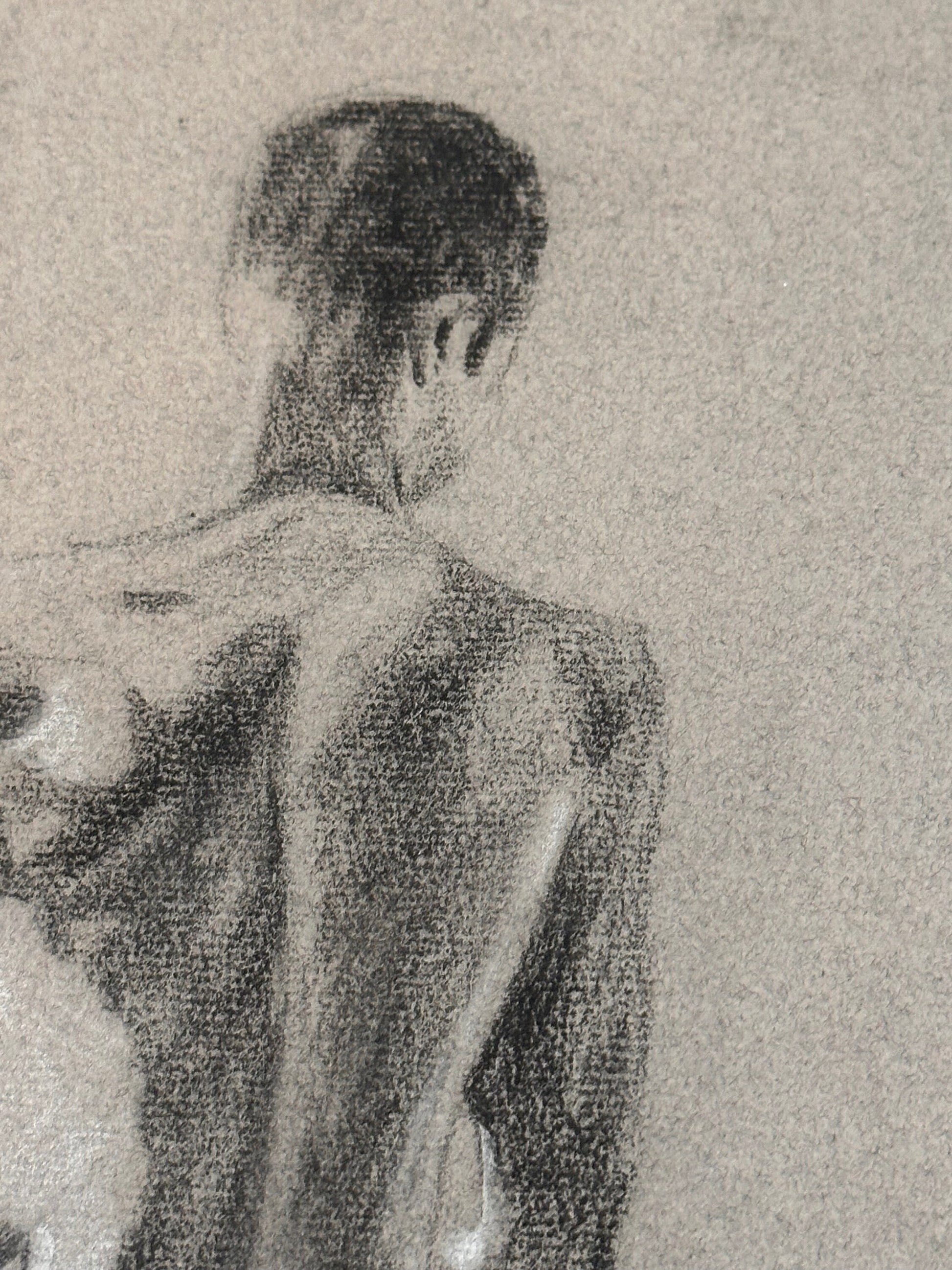 Male Nude Back Sketch by Ginger Kane, Charcoal Artwork, Figure Drawing, Wall Art Decor, Nude Male Portrait