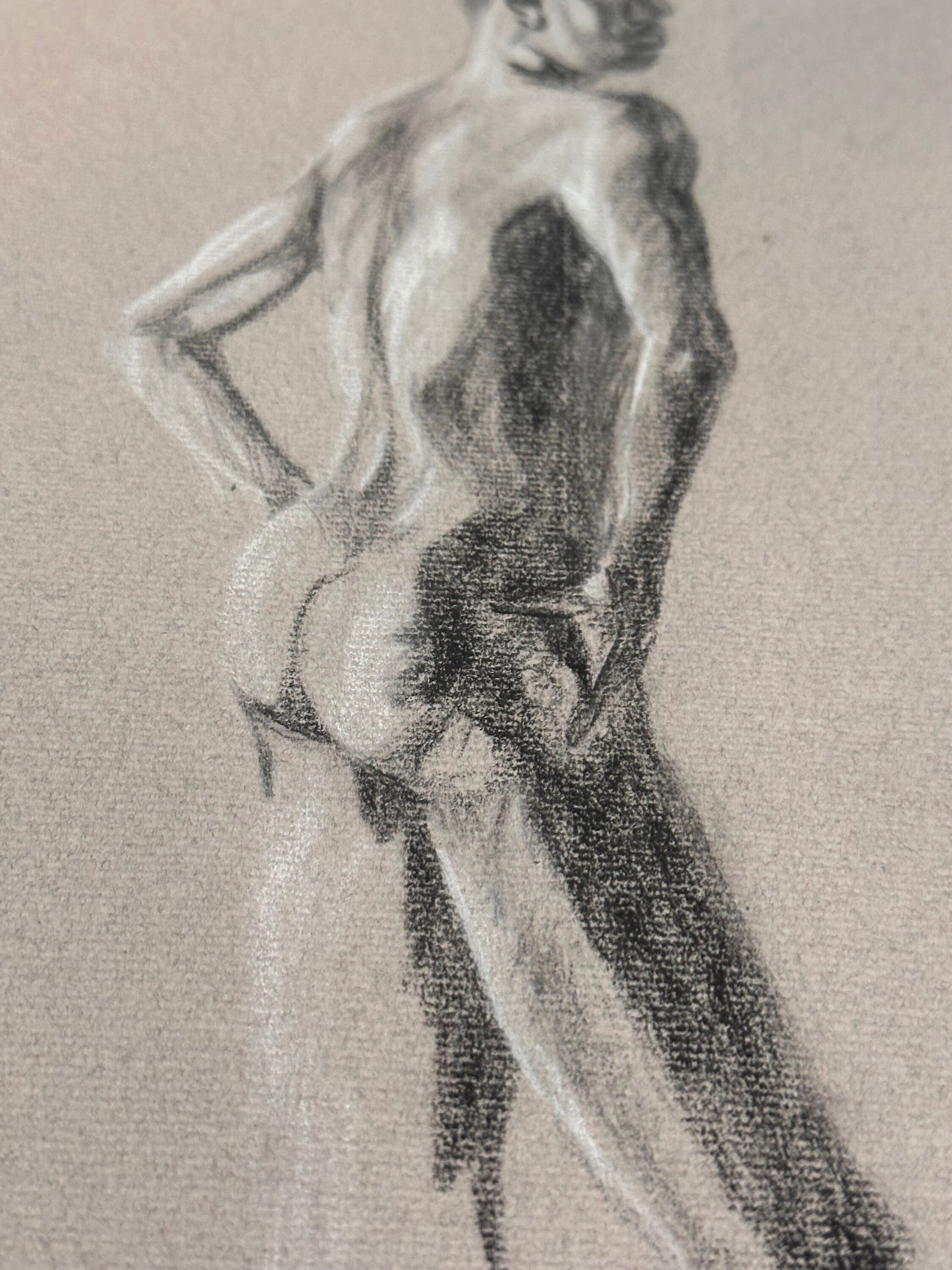 Male Nude Sketch by Ginger Kane, Charcoal Artwork, Figure Drawing, Wall Art Decor, Nude Male Portrait