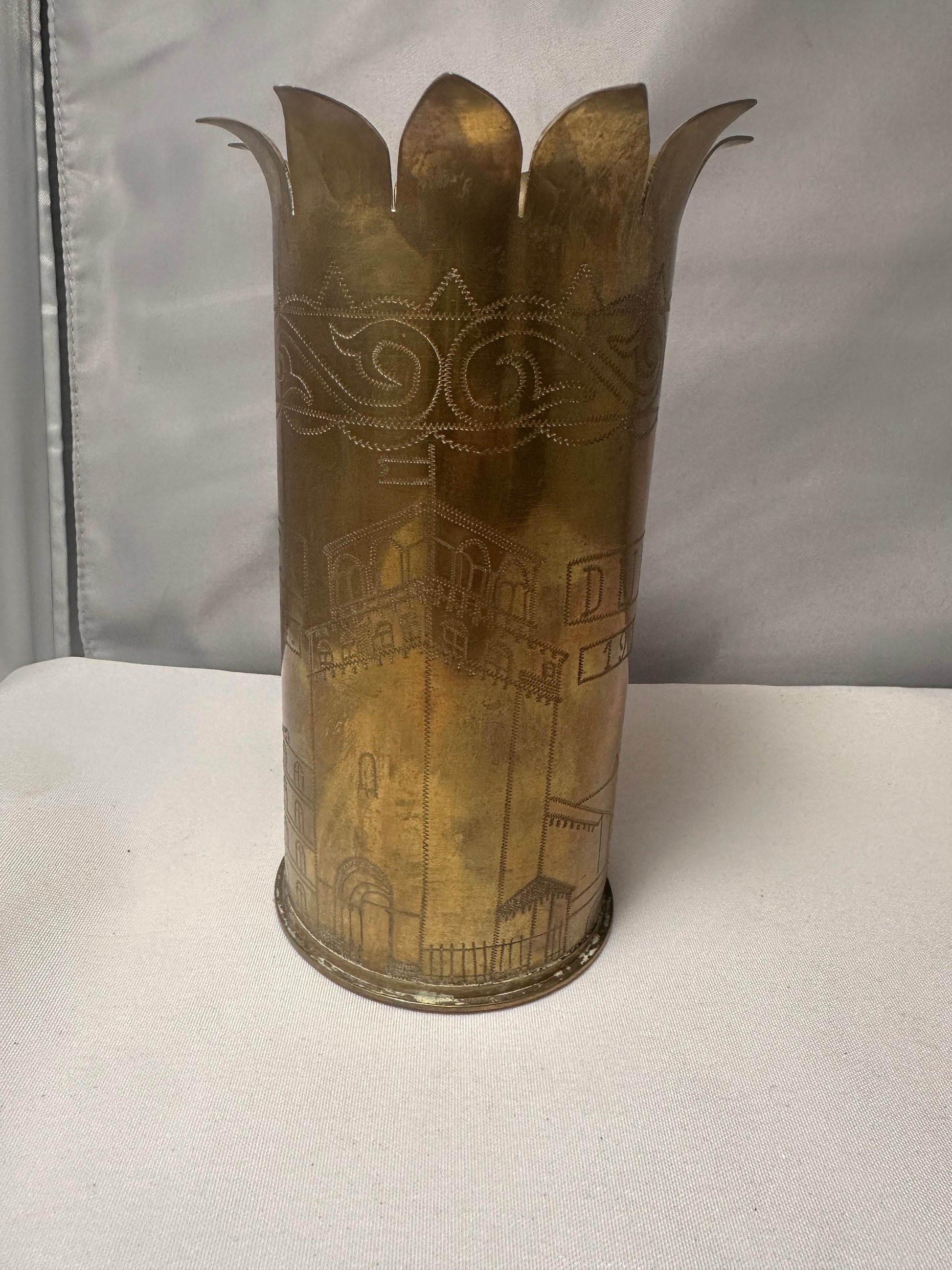 Antique Brass Trench Art Vase WW1 Battle of Verdun 75mm, World War 1 History Decor, Unique Memorial Gift