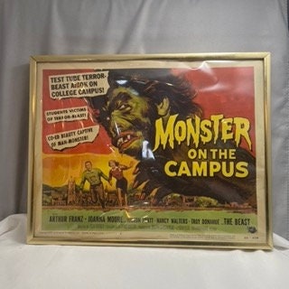 Vintage Monster on the Campus Poster, Framed Wall Art Decoration, Classic Movie Memorabilia