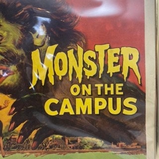 Vintage Monster on the Campus Poster, Framed Wall Art Decoration, Classic Movie Memorabilia