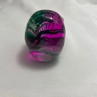 Purple Green Celluloid Skull Carving Sculpture, Unique Halloween Decor, Spooky Home Decor, Creepy Statue, Goth Skull Art