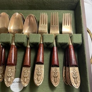 Thai Siam Silverware Set, Vintage Silver Cutlery, Dinnerware Set, Dining Utensils, Hostess Gift, Rustic Dinner Set