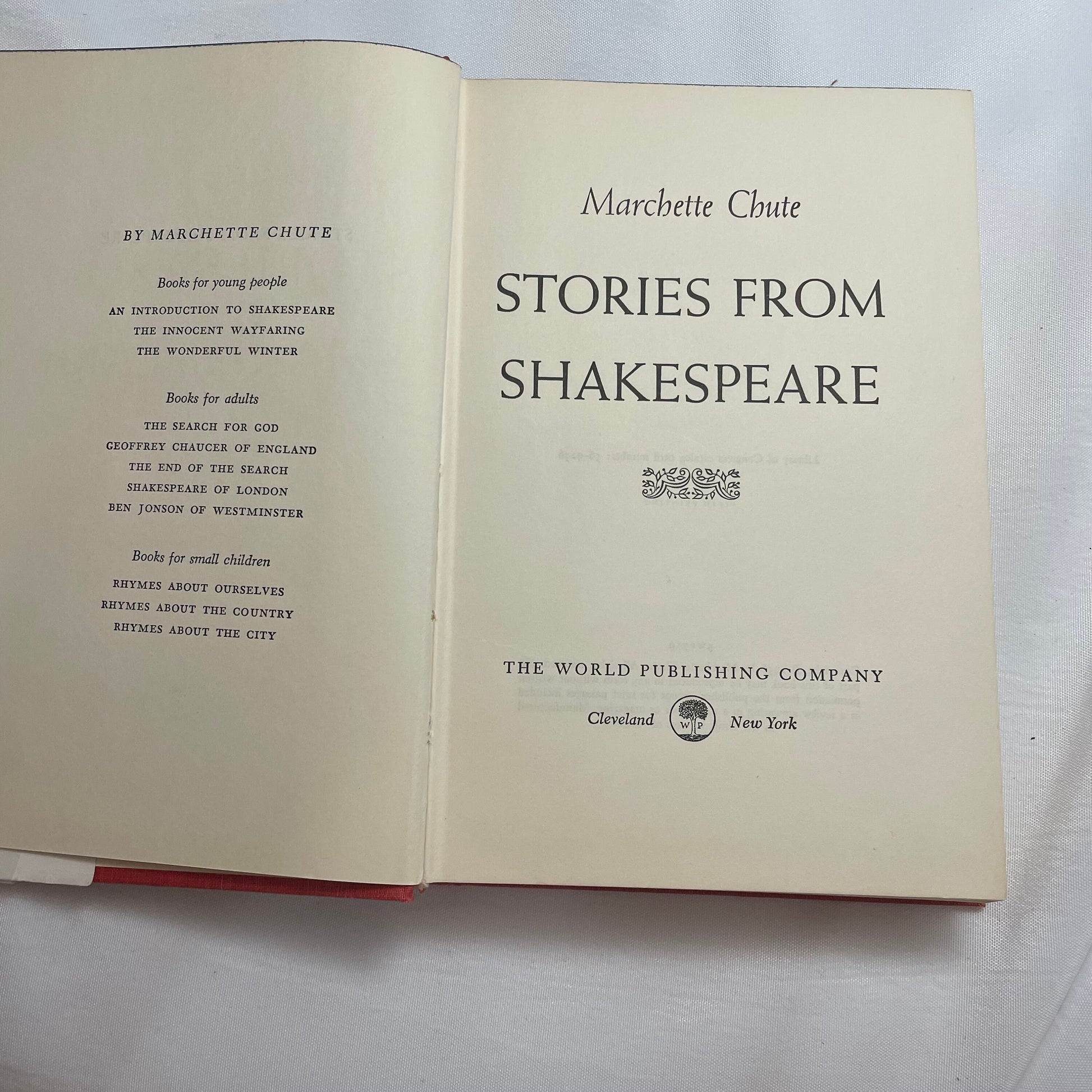 Vintage 1956 Shakespeare Stories Book by Marchette Chute, Fifth Printing Edition, English Language Classic Literature