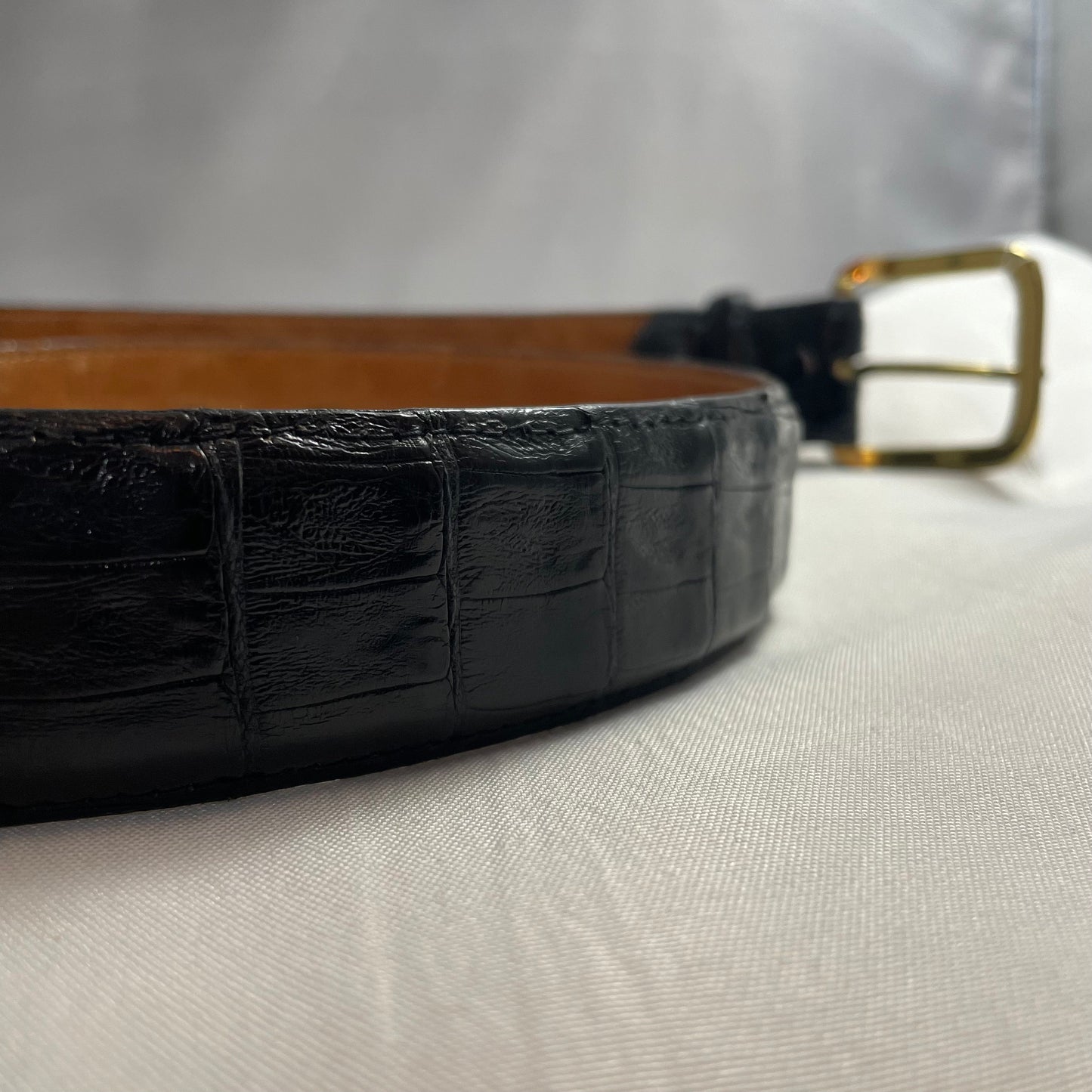 Vintage Genuine Crocodile Belt, Leather Fashion Accessory, Stylish Belt, Classic Buckle, Exotic Skin Belt