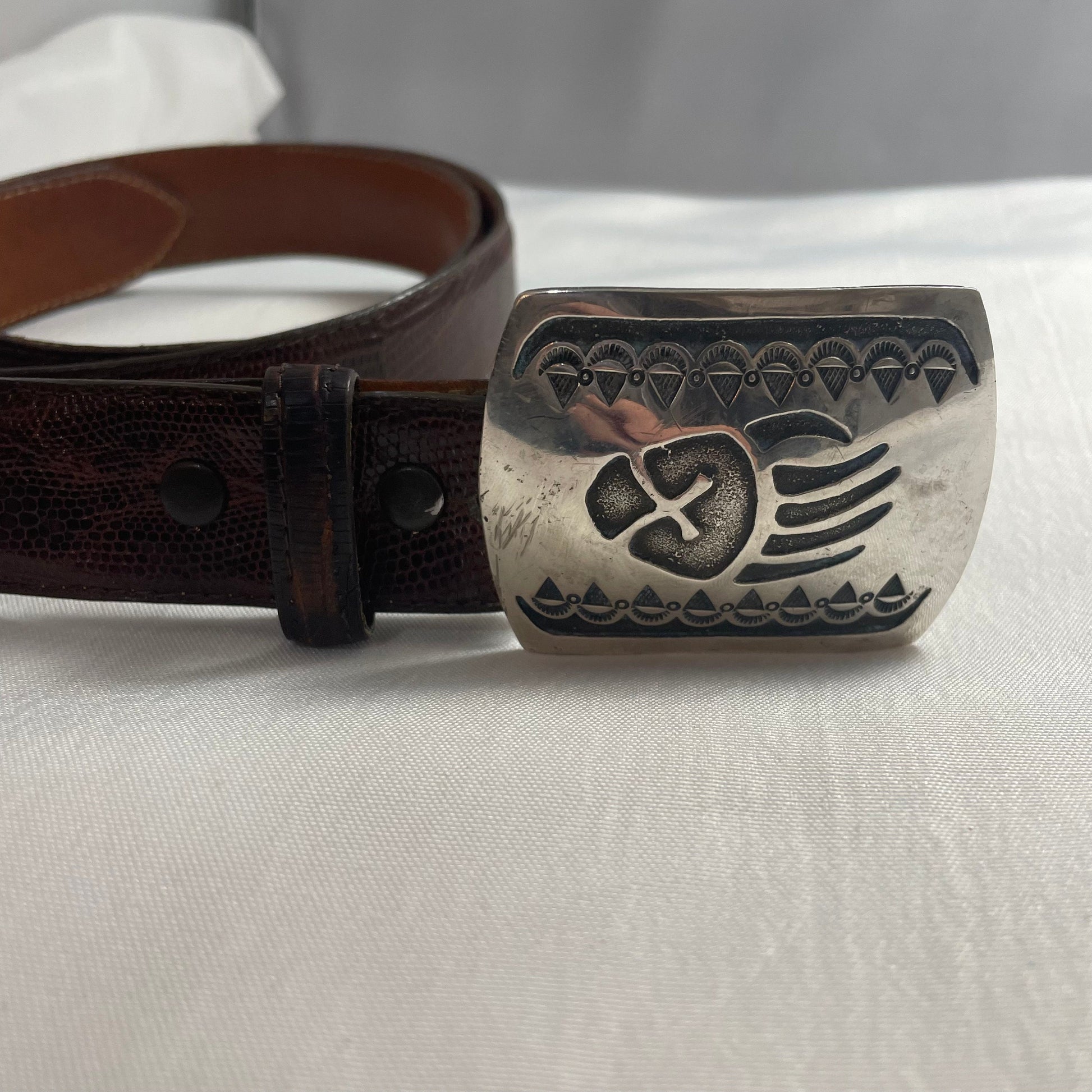 Men's Genuine Lizard Belt Size 38 with Sterling Silver Western Buckle, Handcrafted Cowboy Belt, Luxury Belt, Stylish Accessory