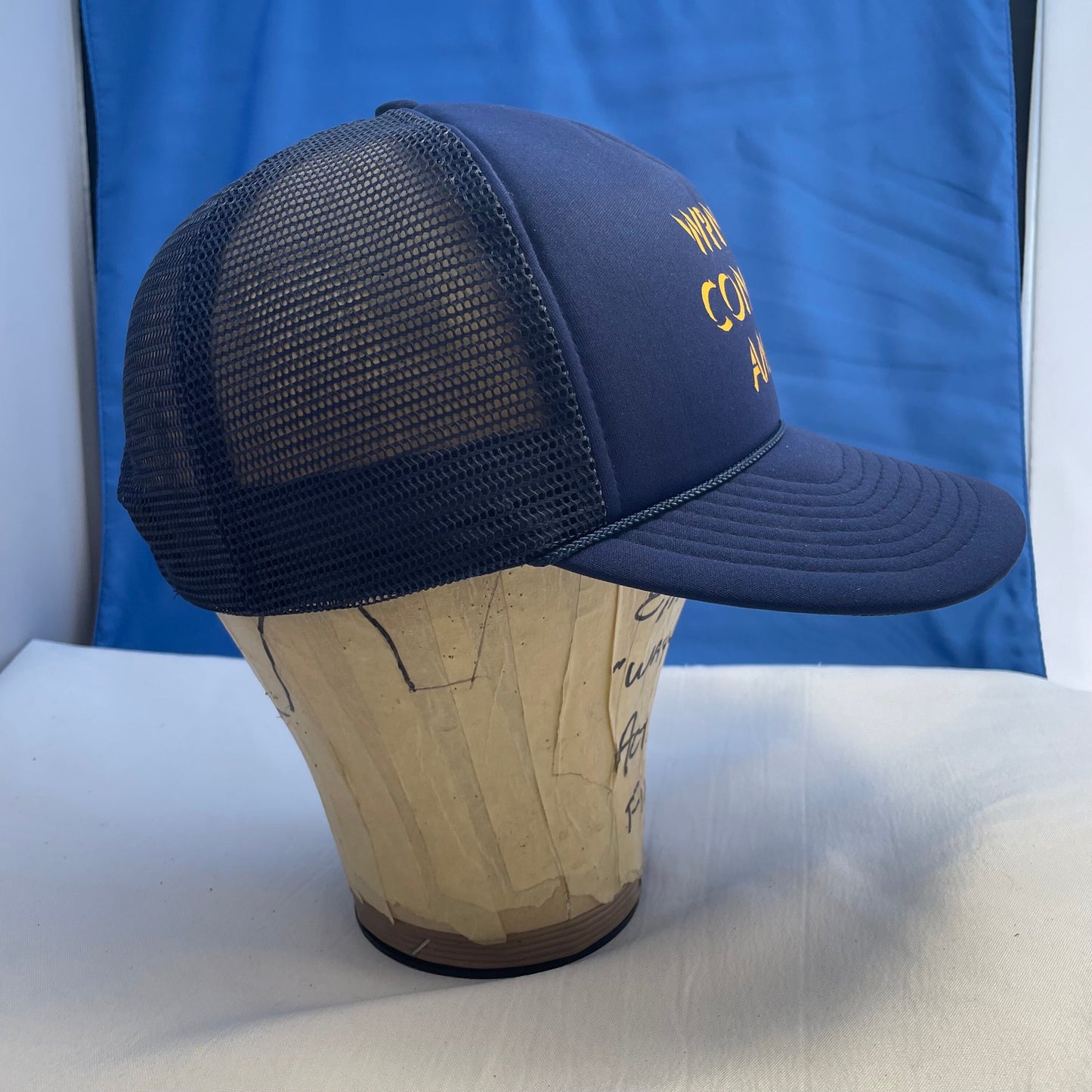 Vintage Navy Blue Trucker Hat, Retro Baseball Cap, Hipster Hat, Distressed Cap, Unisex Hat, Vintage Style Gift