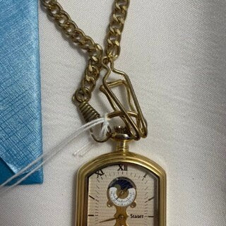 Stauer Moonface Grandfather Pocket Watch, Battery Operated, Vintage Style, Classic Timepiece, Gift for Him