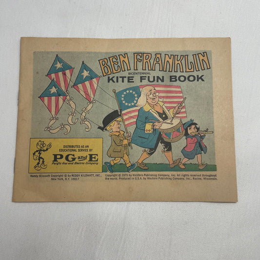 Ben Franklin Kite Fun Book Comic 1975, Vintage Cartoon Storybook, Historical Children's Literature, Educational Reading