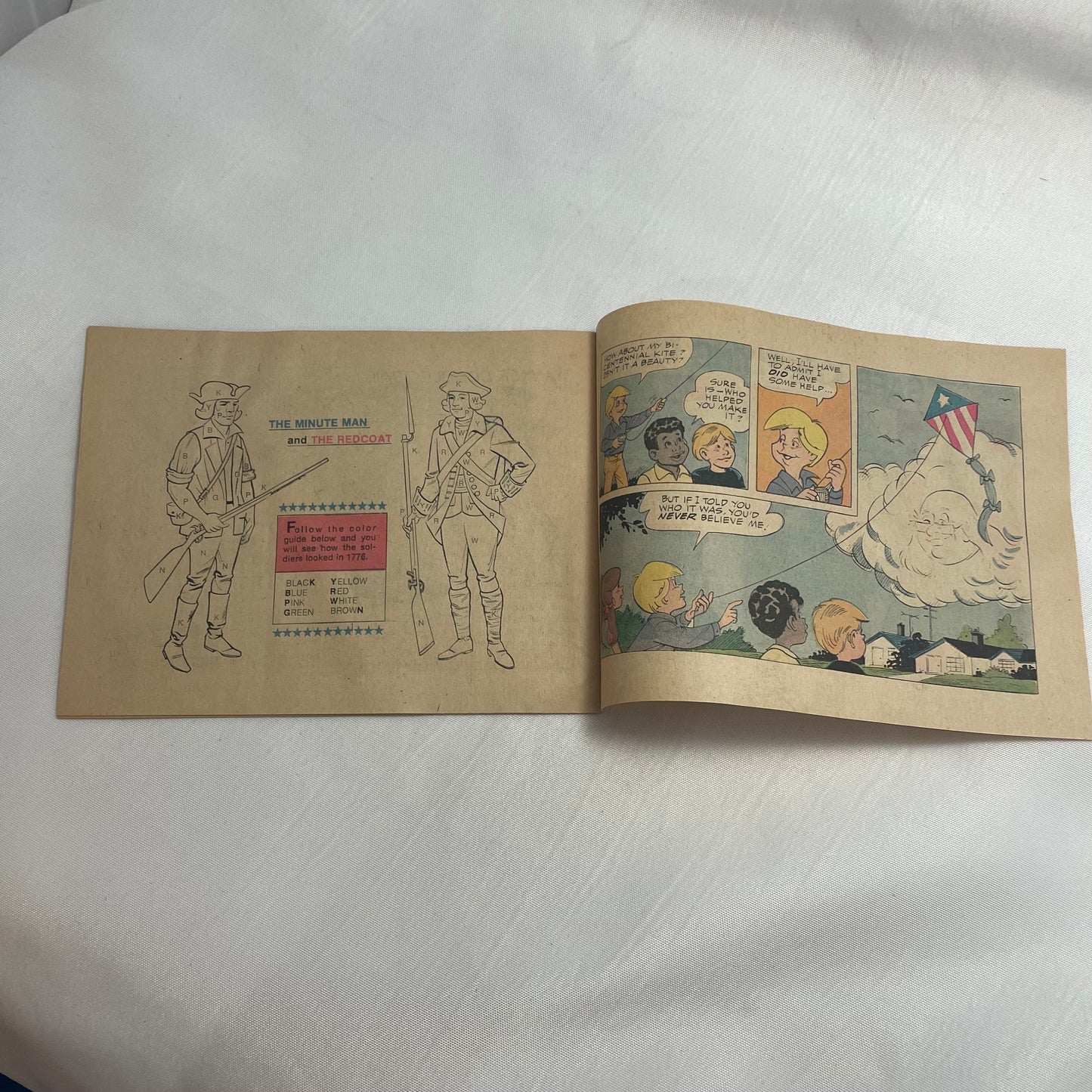 Ben Franklin Kite Fun Book Comic 1975, Vintage Cartoon Storybook, Historical Children's Literature, Educational Reading