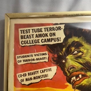 Vintage Monster on the Campus Poster, Framed Wall Art Decoration, Classic Movie Memorabilia