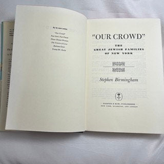 Vintage "Our Crowd" Book by Stephen Birmingham 1967, Jewish Families of New York History, Collectible Hardcover