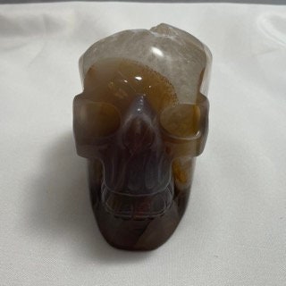 Agate Crystal Skull Sculpture, Gemstone Skull Decor, Healing Crystal Figurine, Unique Home Decor, Crystal Collector Gift