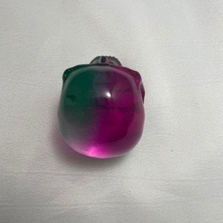 Purple Green Celluloid Skull Carving Sculpture, Unique Halloween Decor, Spooky Home Decor, Creepy Statue, Goth Skull Art