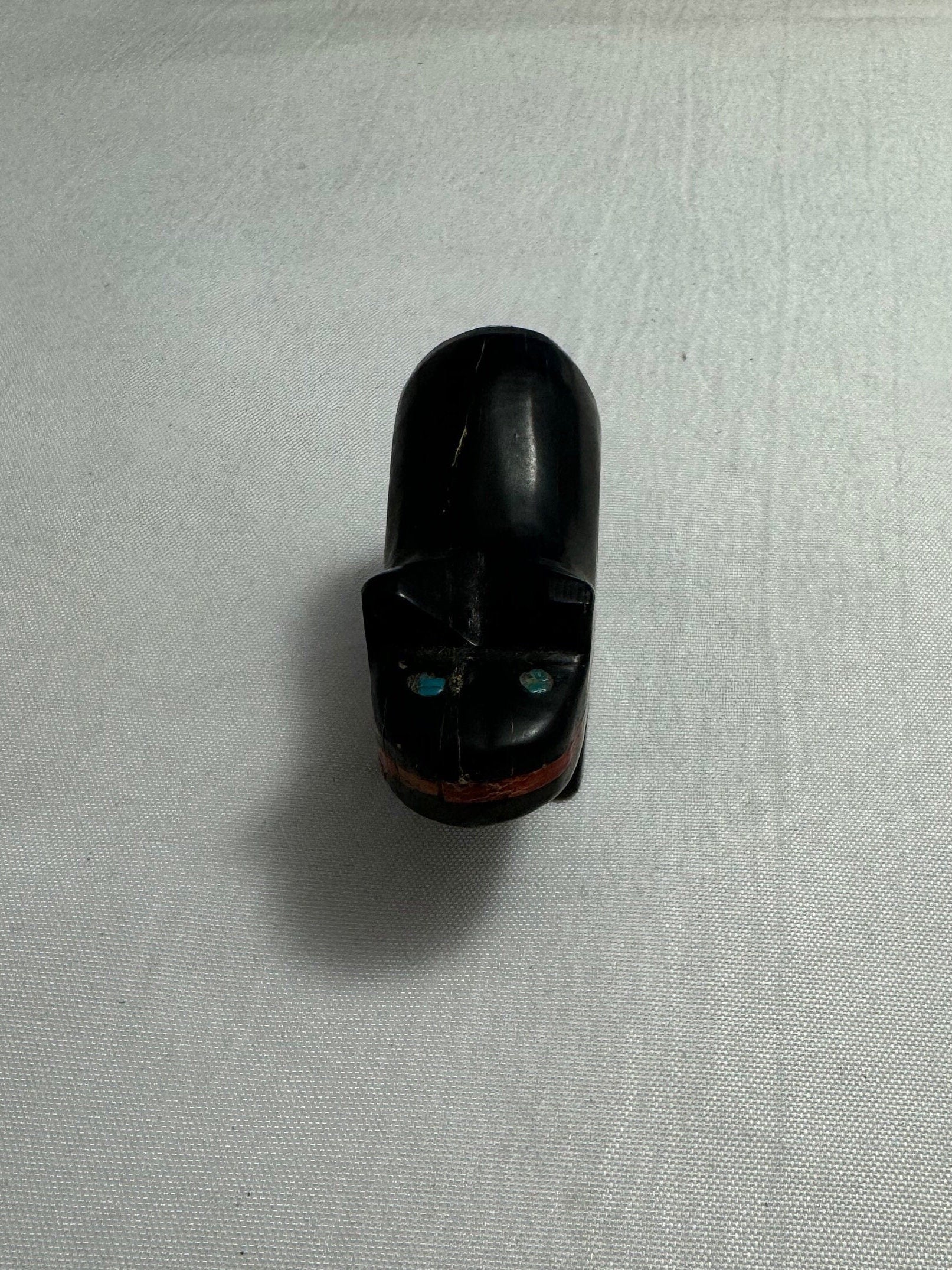 Pre Columbian Handcrafted Sculpture Black Blue Red, Artifact Statue, Ancient Art Decor, Historical Figurine