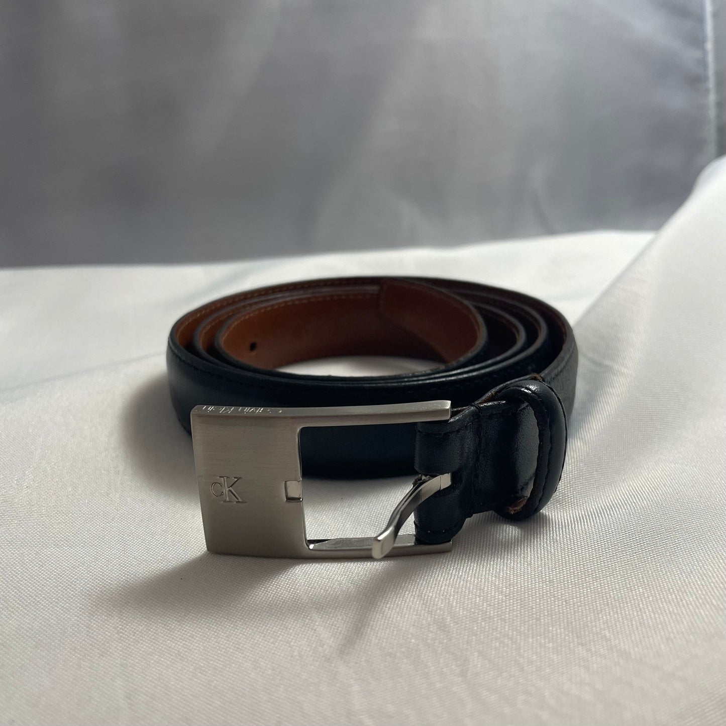 Calvin Klein Black Leather Belt Size 36, Full Grain Designer Belt, Classic Men's Belt, Formal Dress Belt, Luxury Gift