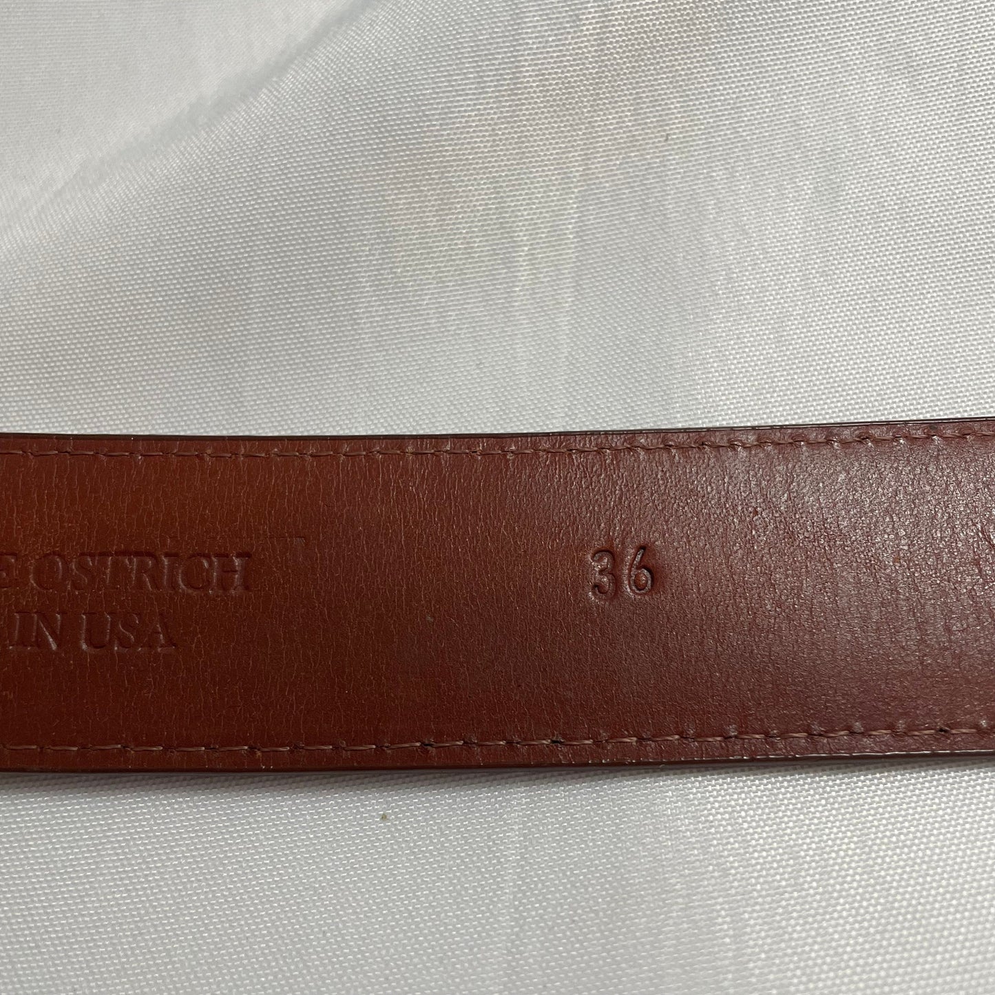 Genuine Ostrich Brown Leather Belt Size 36, AJ Skins Belt, High-Quality Belt, Brown Belt, Men's Fashion, Classic Belt