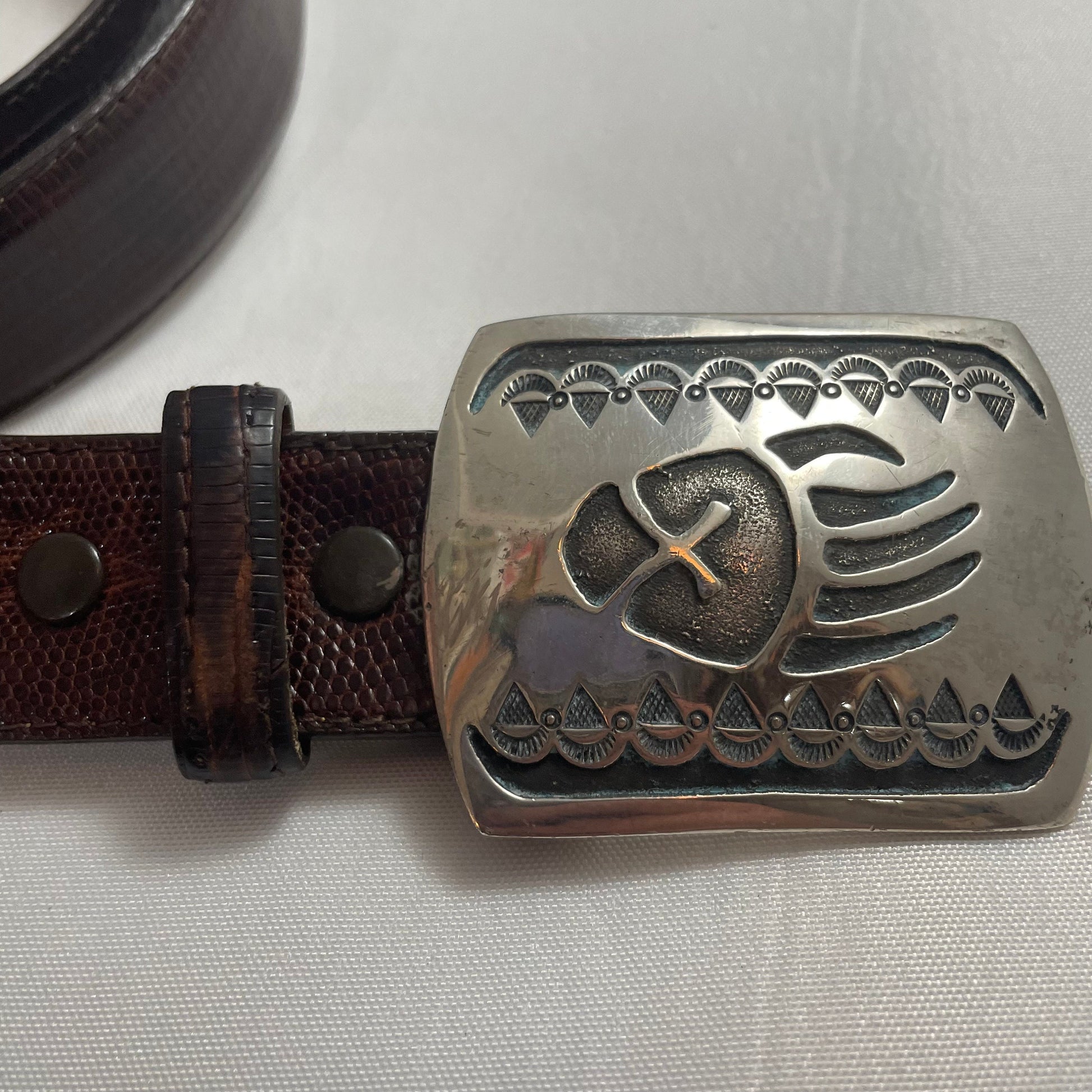 Men's Genuine Lizard Belt Size 38 with Sterling Silver Western Buckle, Handcrafted Cowboy Belt, Luxury Belt, Stylish Accessory