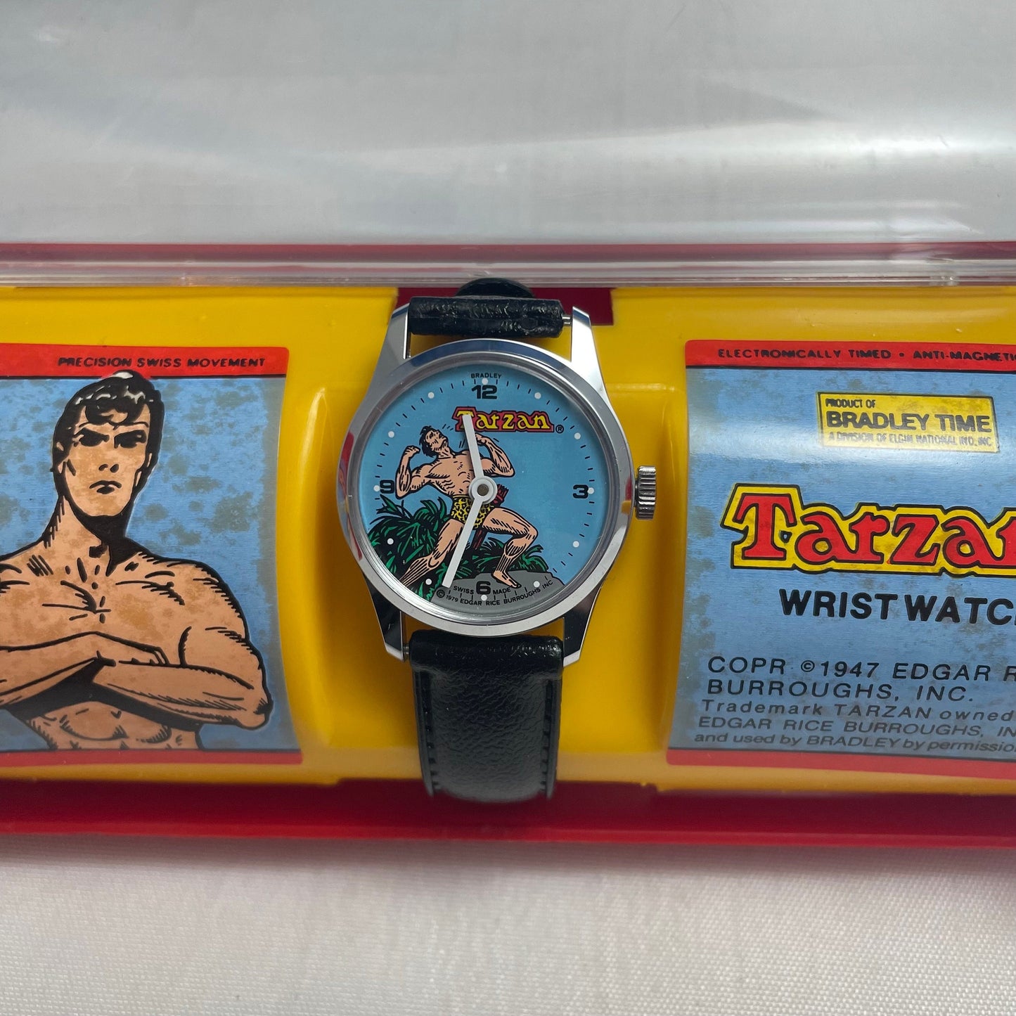 Bradley Time Tarzan Wristwatch, Vintage Style Timepiece, Leather Strap Watch, Unisex Watch, Retro Style