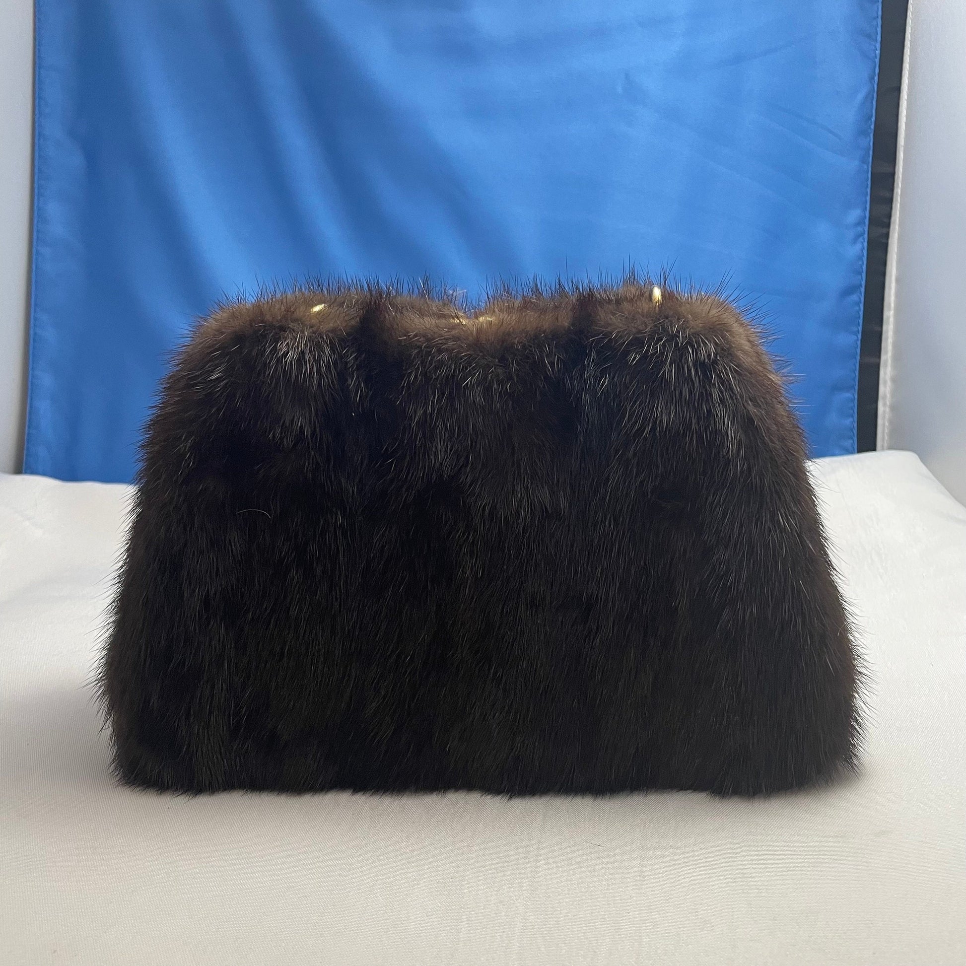 Brown Fur Clutch Purse Gold Hardware, Evening Bag, Faux Fur Handbag, Party Clutch, Fashion Statement