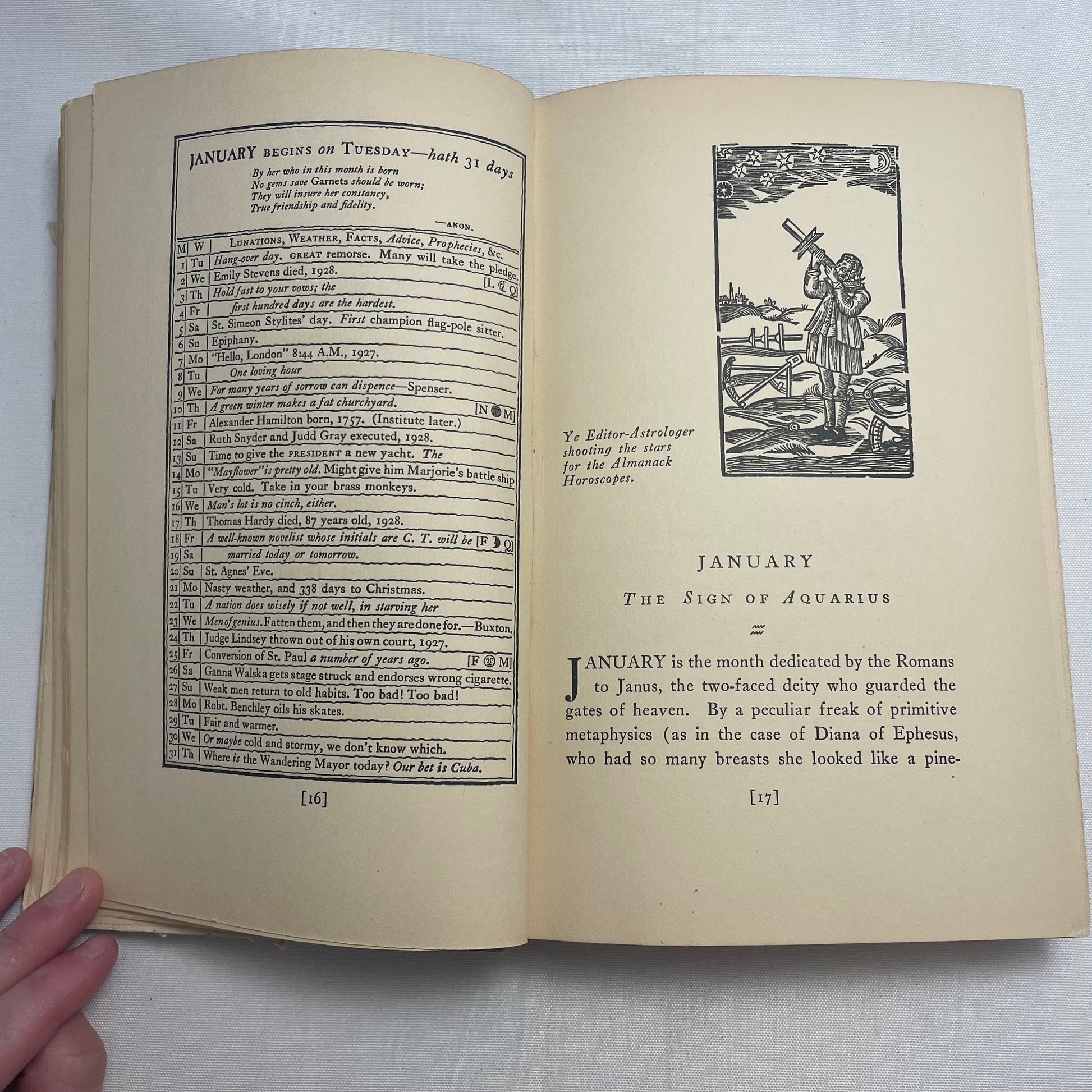 Vintage 1929 Morrow's Almanack by Burton Rascoe, Historical Reference Book, Collectible Almanac, Antique Book Lover Gift