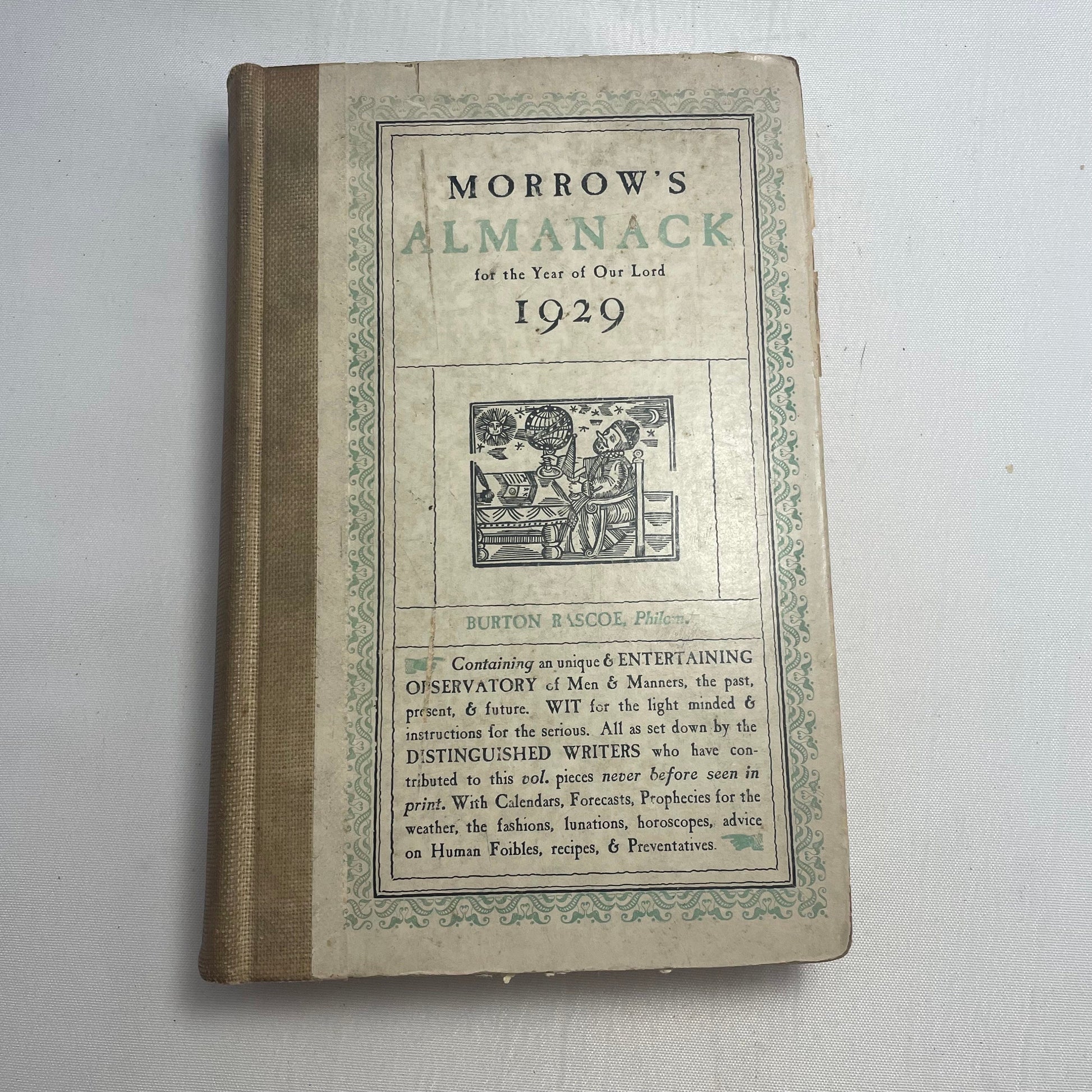 Vintage 1929 Morrow's Almanack by Burton Rascoe, Historical Reference Book, Collectible Almanac, Antique Book Lover Gift