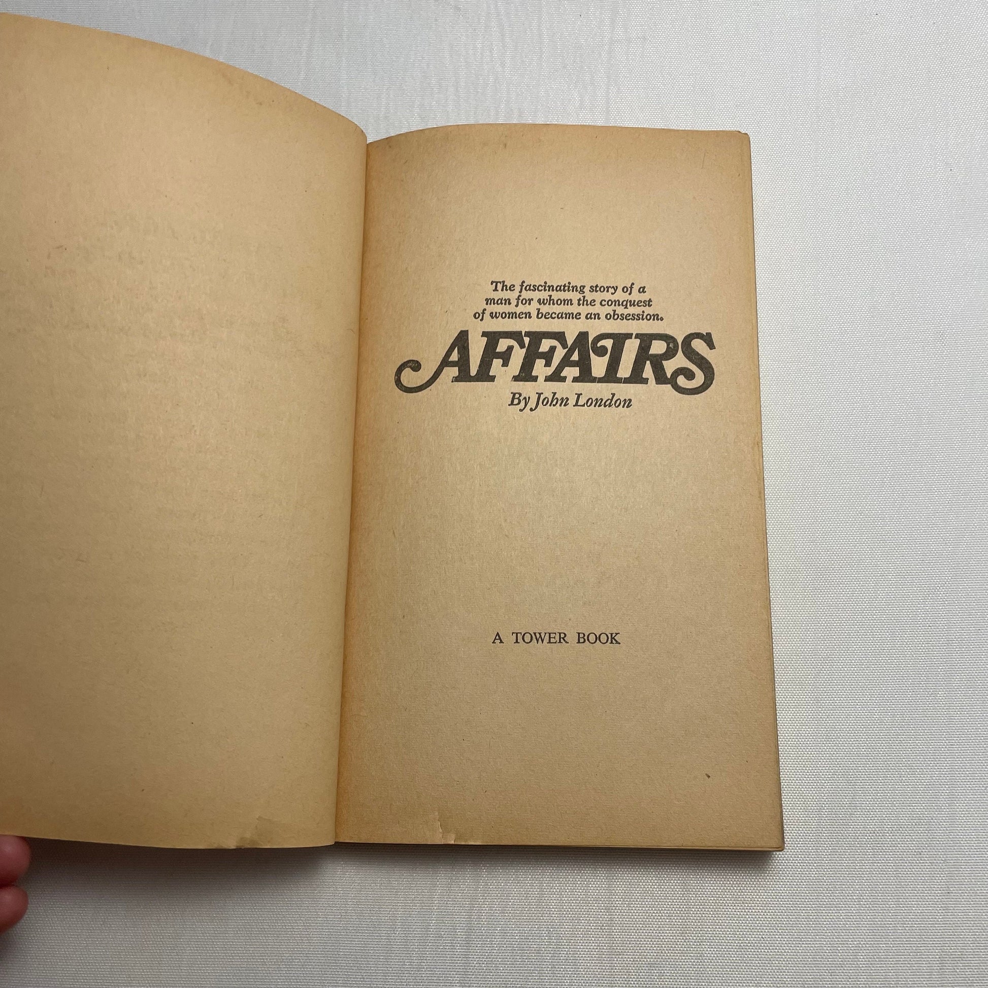 Affairs by John London 1968 Tower Publications Edition, Vintage Novel, Collectible Book, Classic Literature Gift