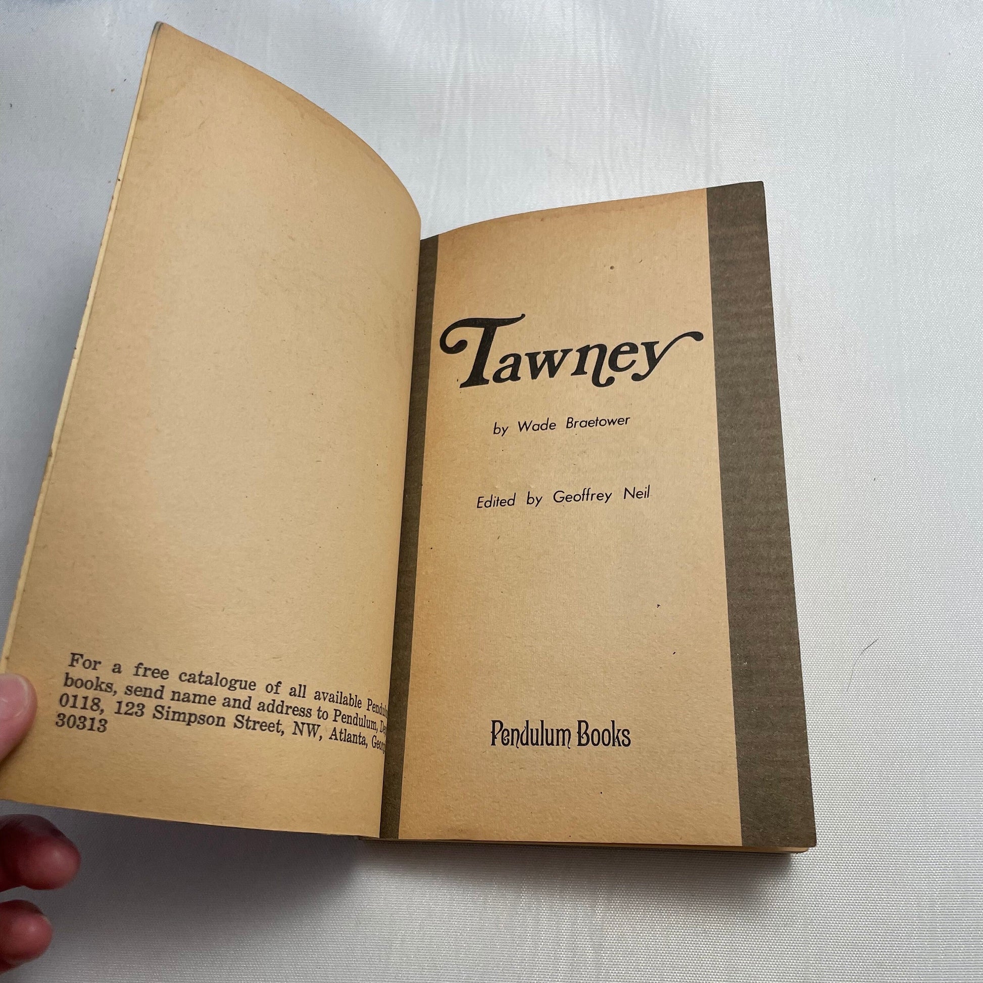 Tawney by Wade Braetower 1969 Paperback Edition, Vintage Literary Classic, Collectible Book, English Language