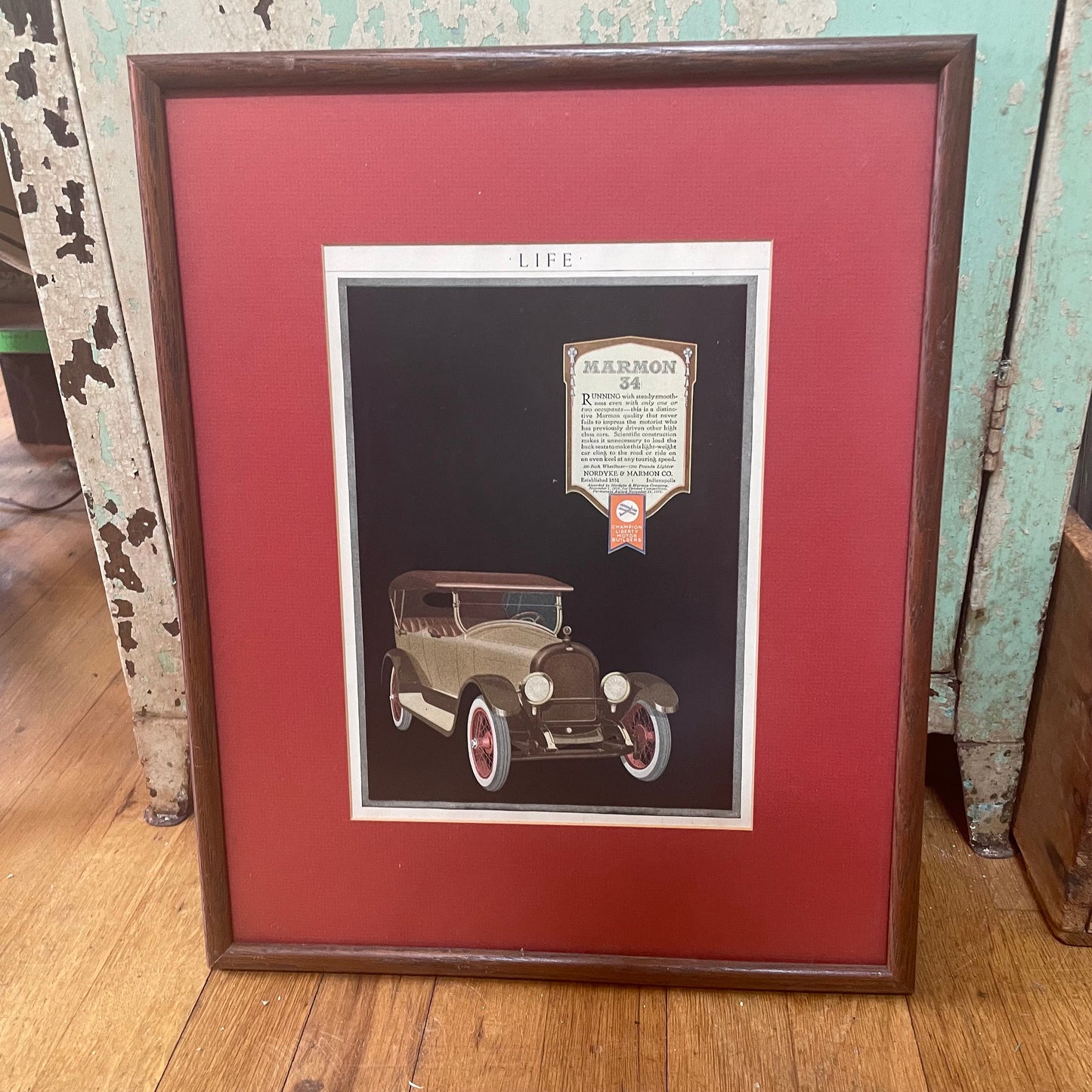 Framed Marmon Car Advertisement from Life Magazine, Vintage Wall Decor, Retro Art Print