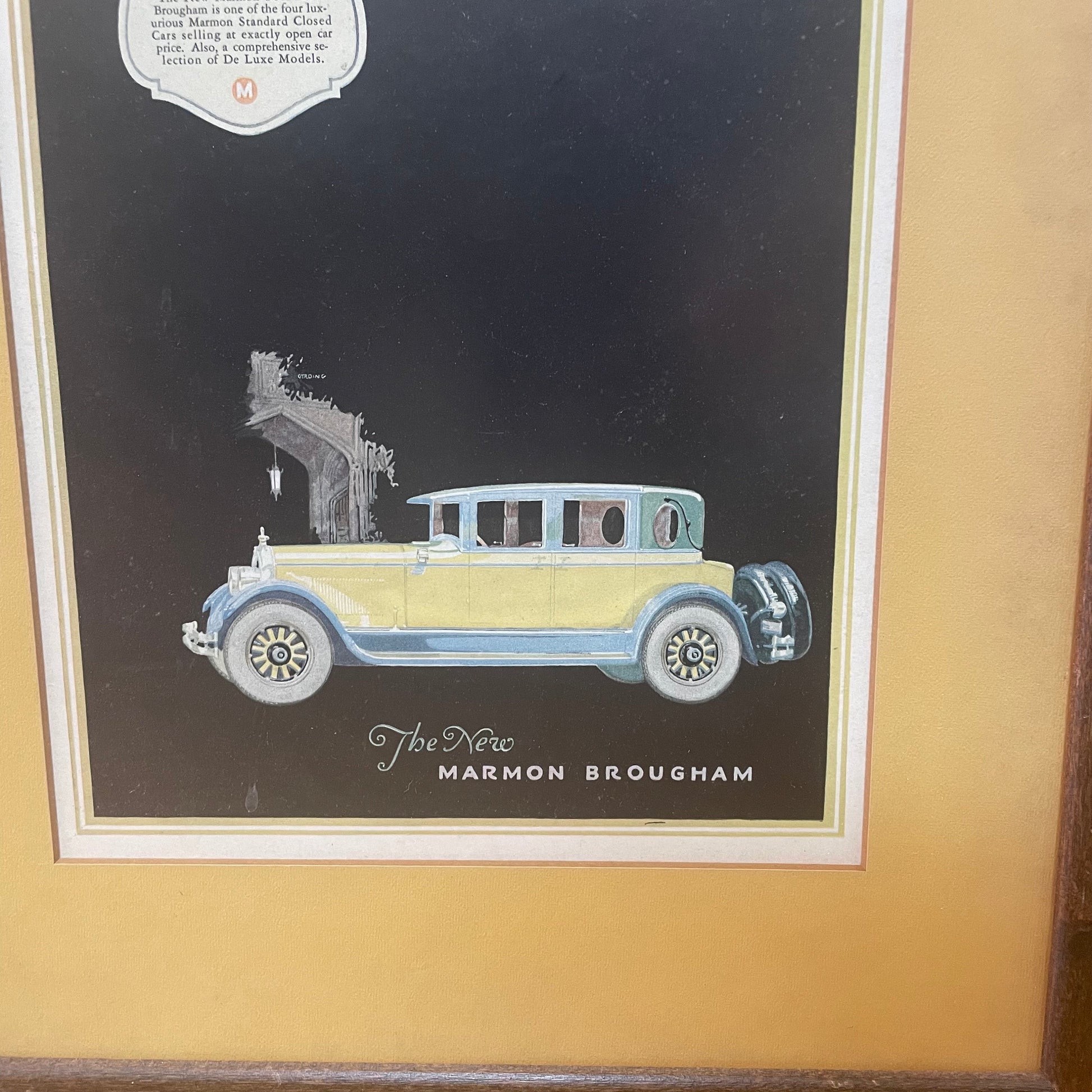 Framed Marmon Brougham Ad, Vintage Wall Art, Retro Car Decor, Classic Print, Automotive Advertisement